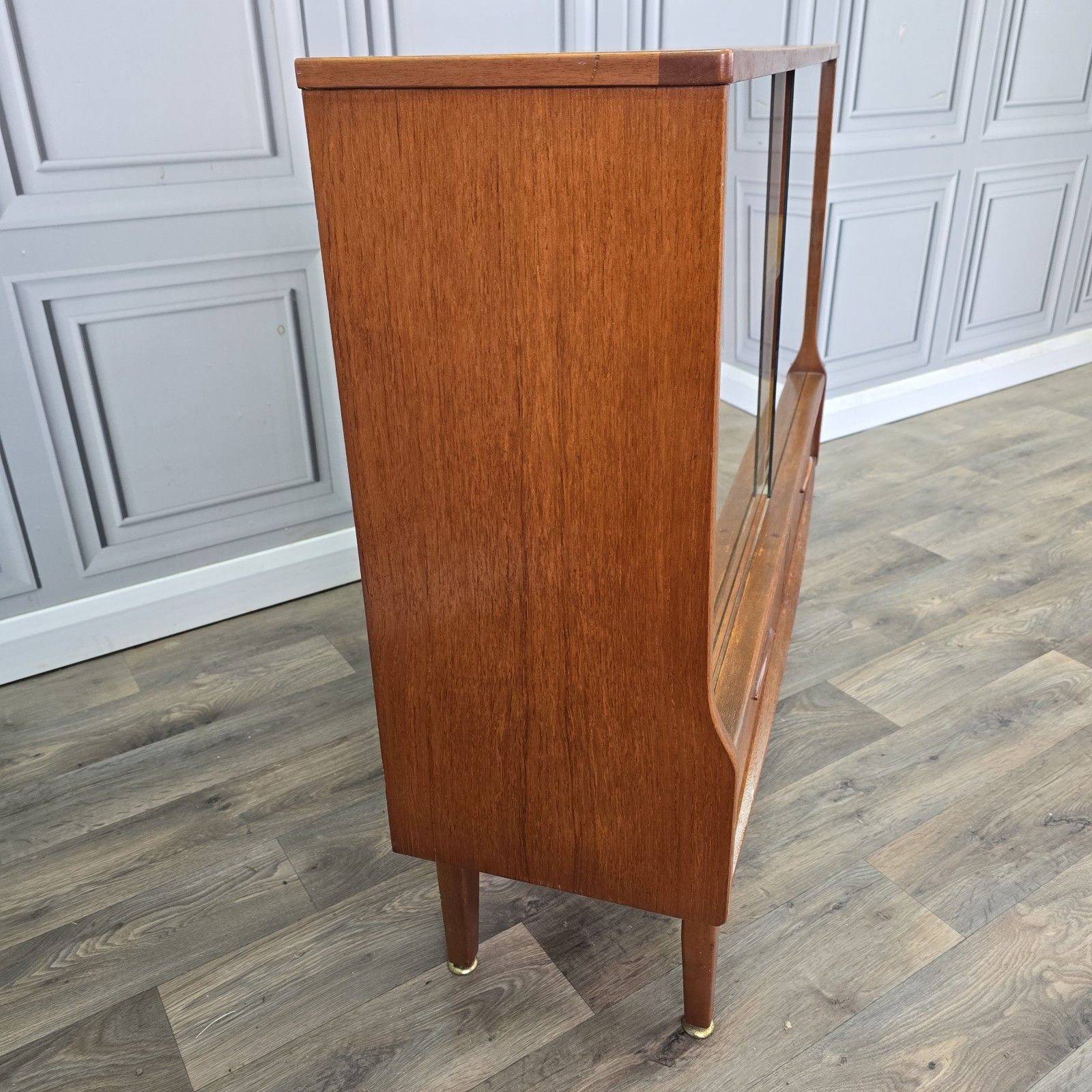 Vintage Jentique Display Cabinet Teak Glass Mid Century Bookcase Sideboard Shelf photo Furniture