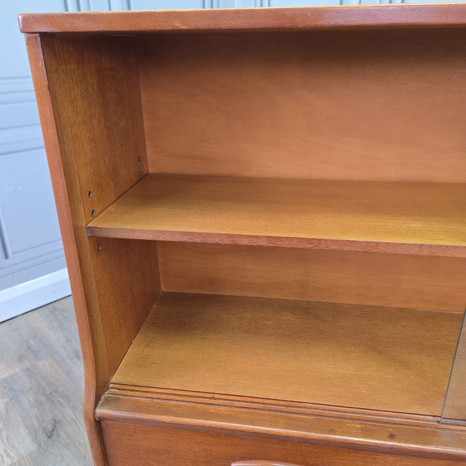 Vintage Jentique Display Cabinet Teak Glass Mid Century Bookcase Sideboard Shelf photo vintage