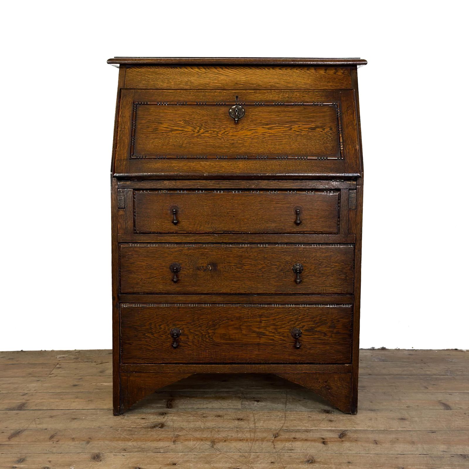 Early 20th Century Oak Jacobean Style Bureau | Vintage Bureau | Vintage Desks | Home Office And Study | Oak Bureaux photo vintage