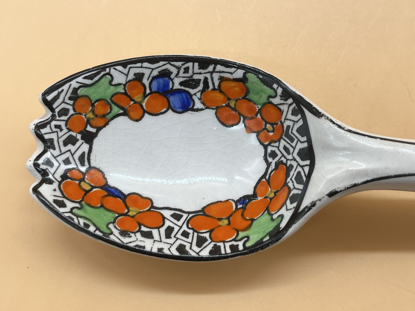 Mcm Crown Ducal Pottery Orange Tree Design salade-opschepbestek. photo 75.0