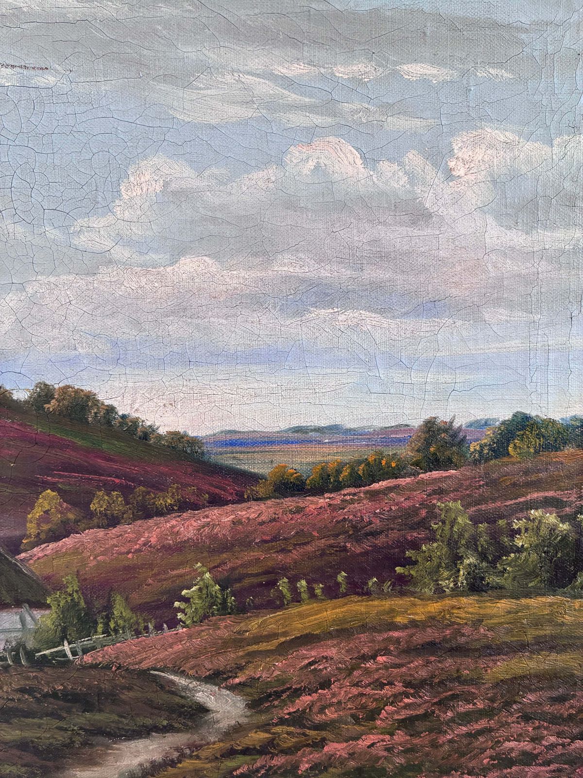 photo furniture Antique Original Landscape Oil Painting, Signed Countryside Art