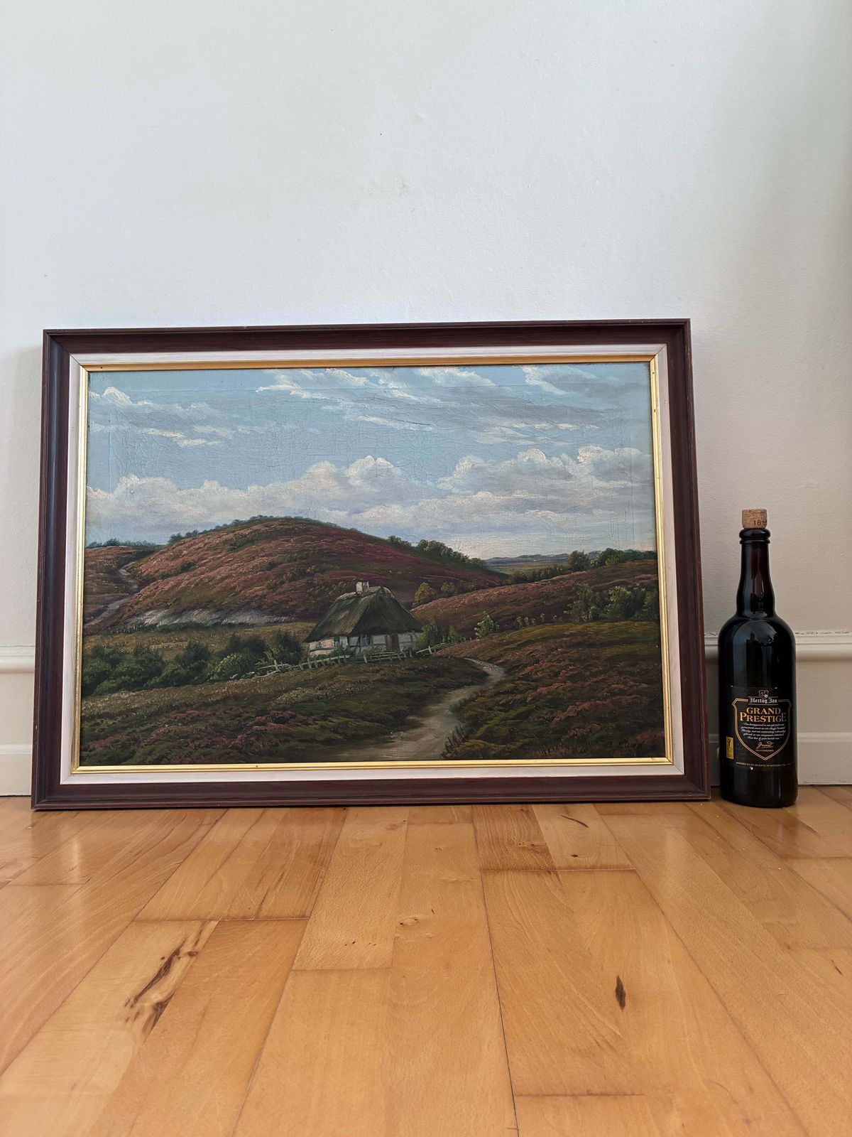 photo vinterior Antique Original Landscape Oil Painting, Signed Countryside Art