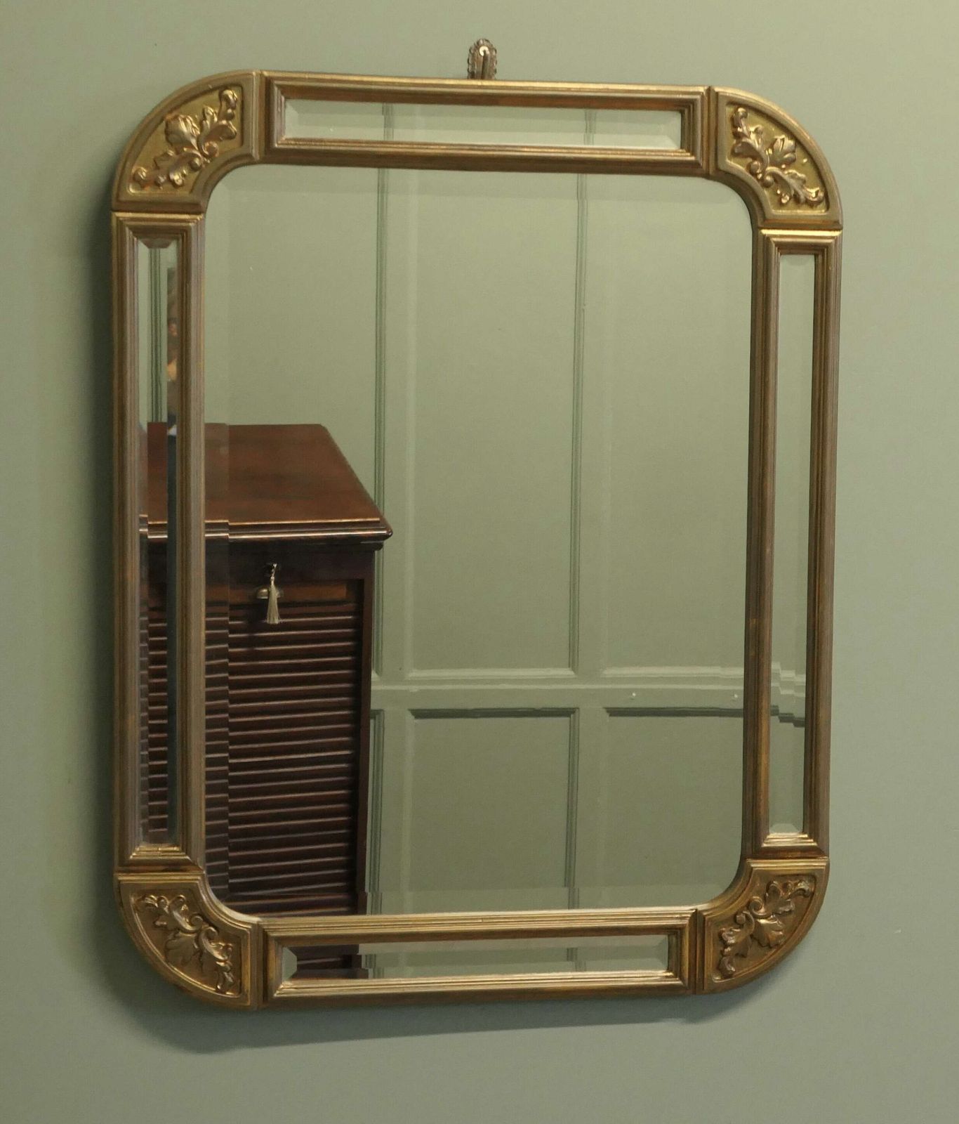 French Art Deco Style Gilt Cushion Mirror The Central Bevelled Mirror Has A Double 3” Wide photo for sale