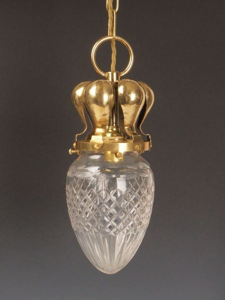 Antique Pendant Light With Cut Glass Shade And Plume Gallery