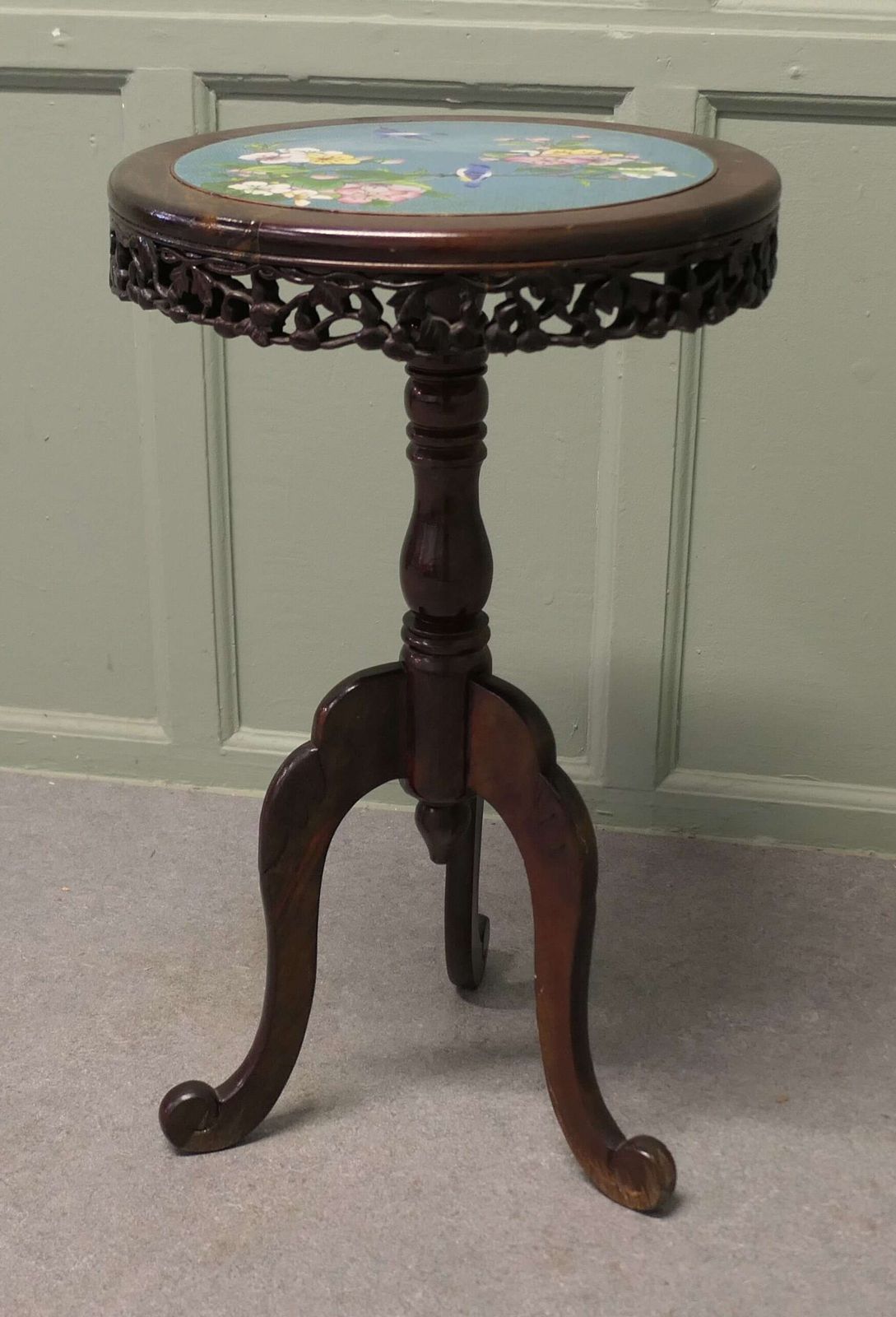 Ornate Chinoiserie Cloisonné Wine Table, Birds And Flowers