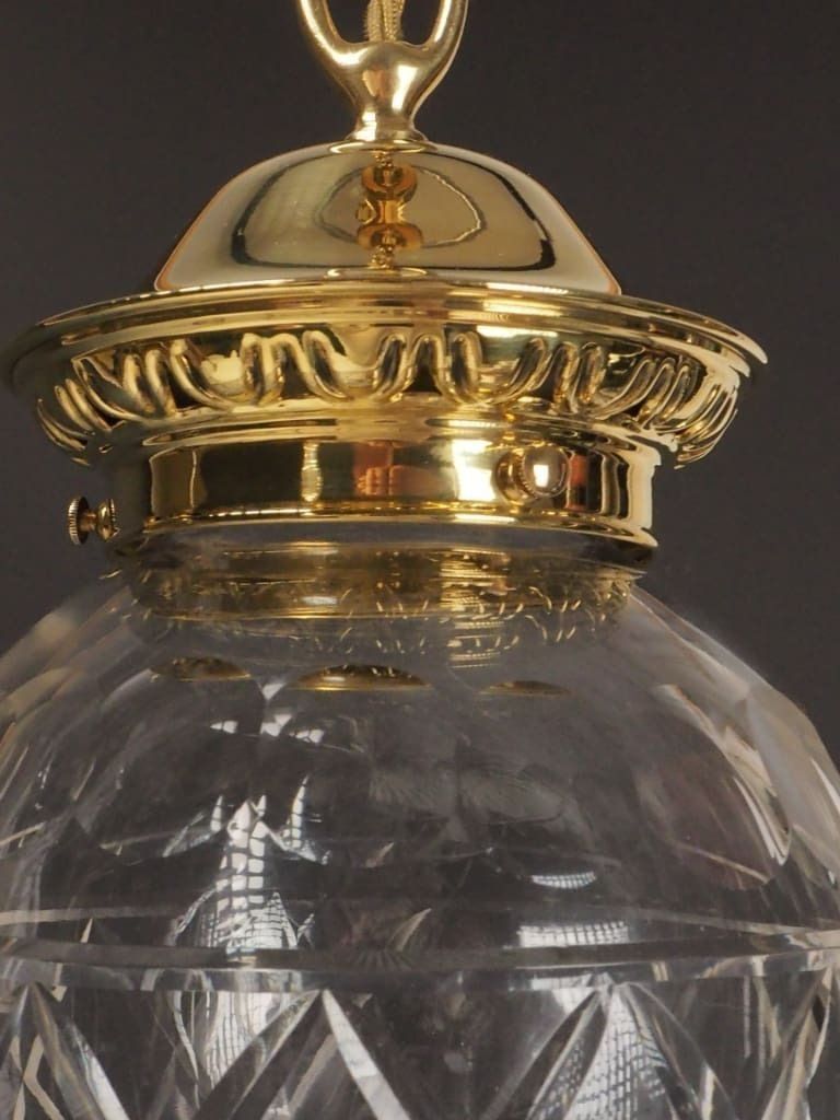 photo for sale Magnificent Antique Pendant Light With Large Cut Glass Shade