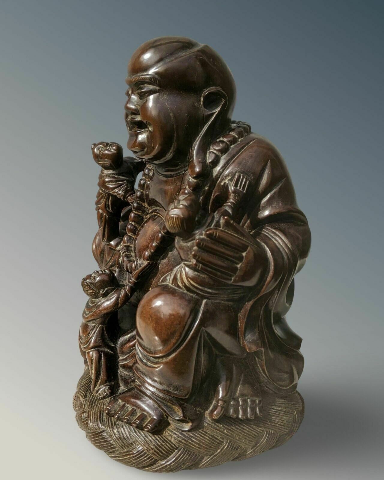 photo for sale Large Antique Chinese Carved Hardwood Buddha