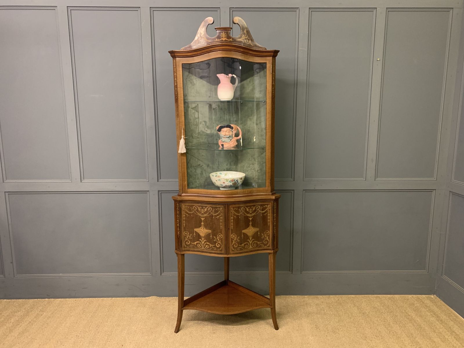 Inlaid Mahogany Corner Cabinet photo vintage