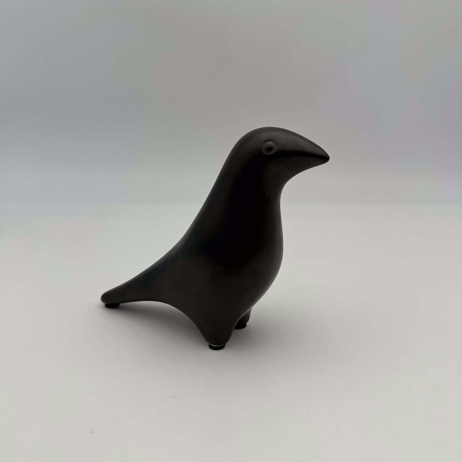 Minimalist "Bird" Sculpture In Black Ceramic, Georges Jouve Style, 1950s 1960s. photo furniture