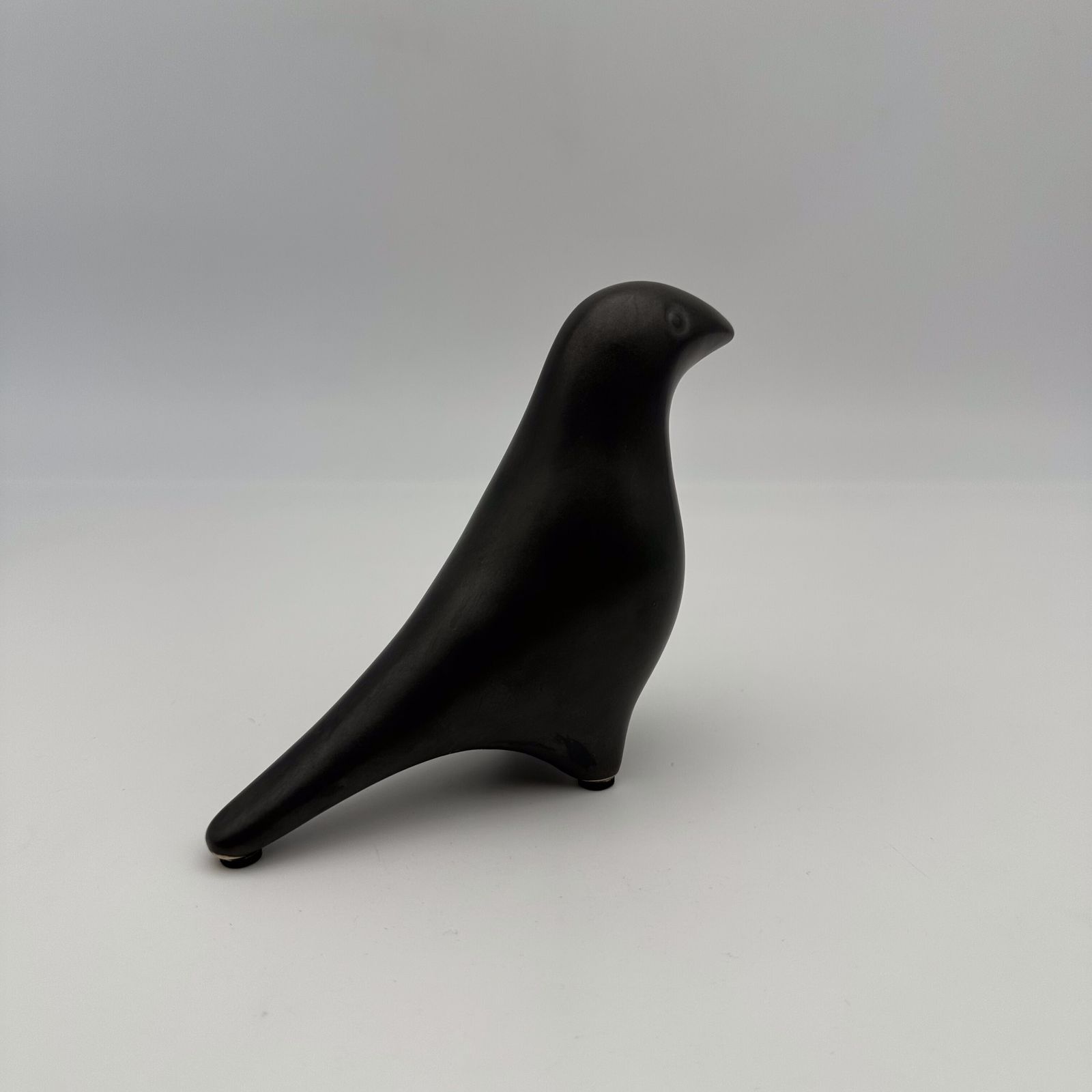 Minimalist "Bird" Sculpture In Black Ceramic, Georges Jouve Style, 1950s 1960s. photo 580.0