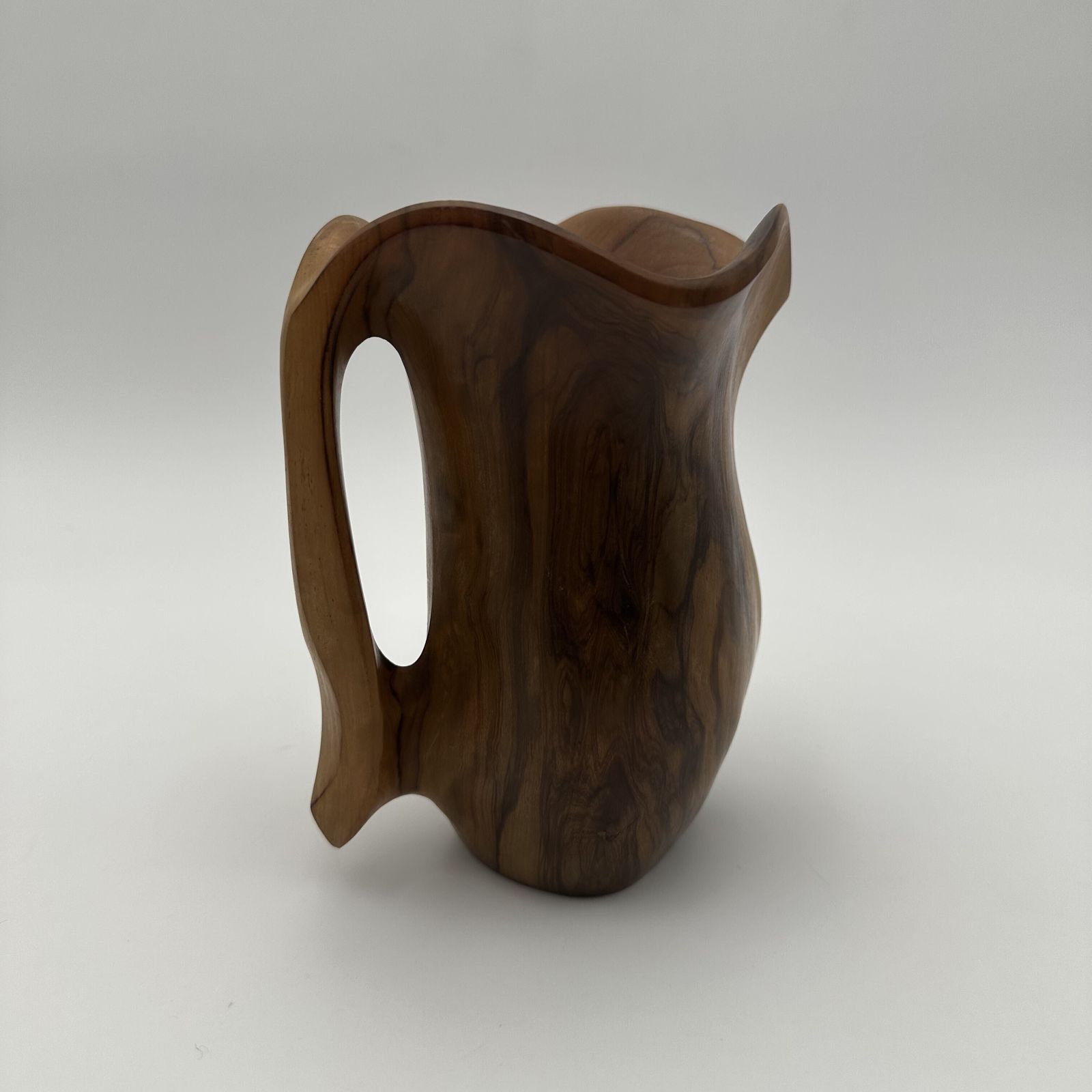 Small Sculptural Free Form Walnut Pitcher, In The Style Of Alexandre Noll, 1950s. photo 380.0