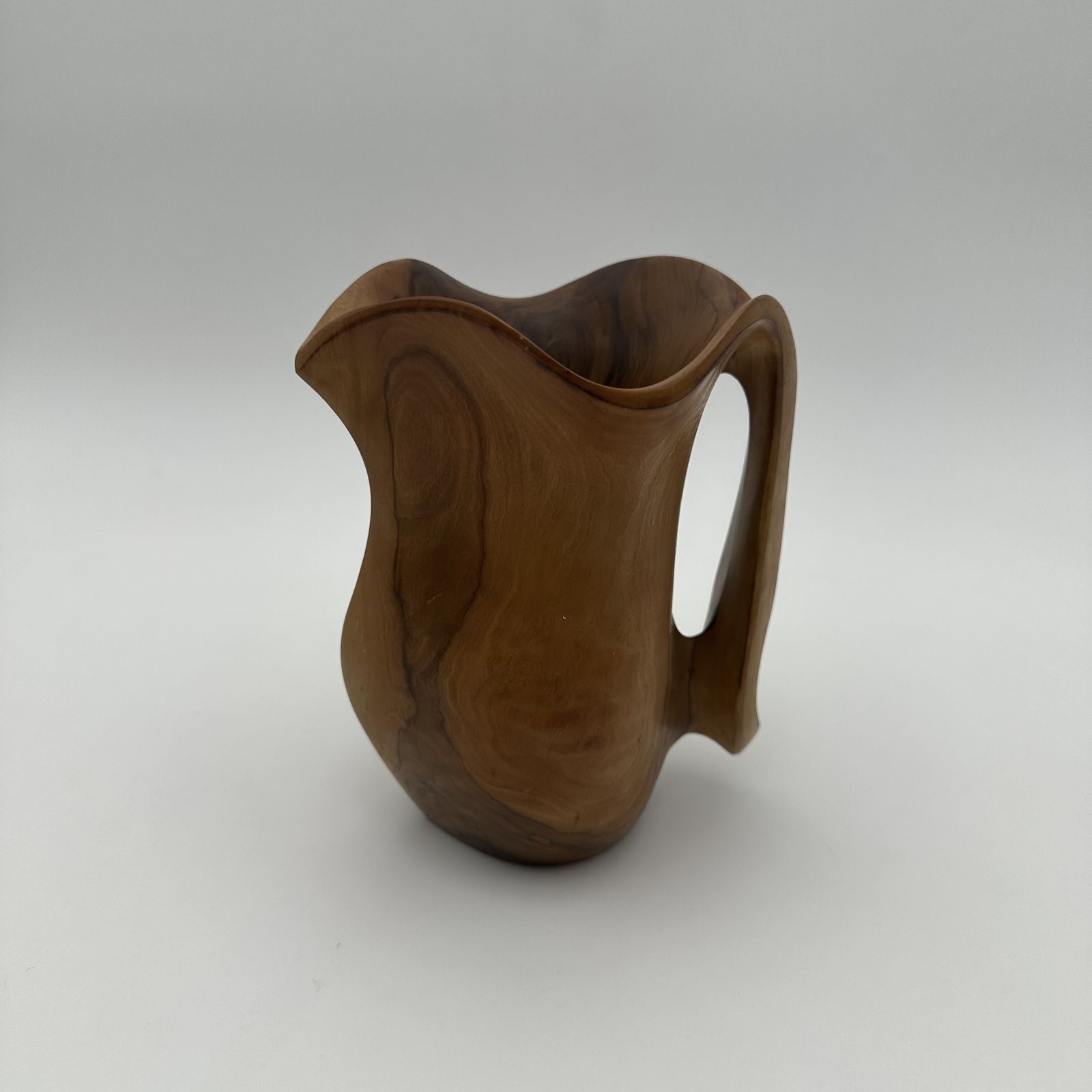 380.0 Small Sculptural Free Form Walnut Pitcher, In The Style Of Alexandre Noll, 1950s. photo