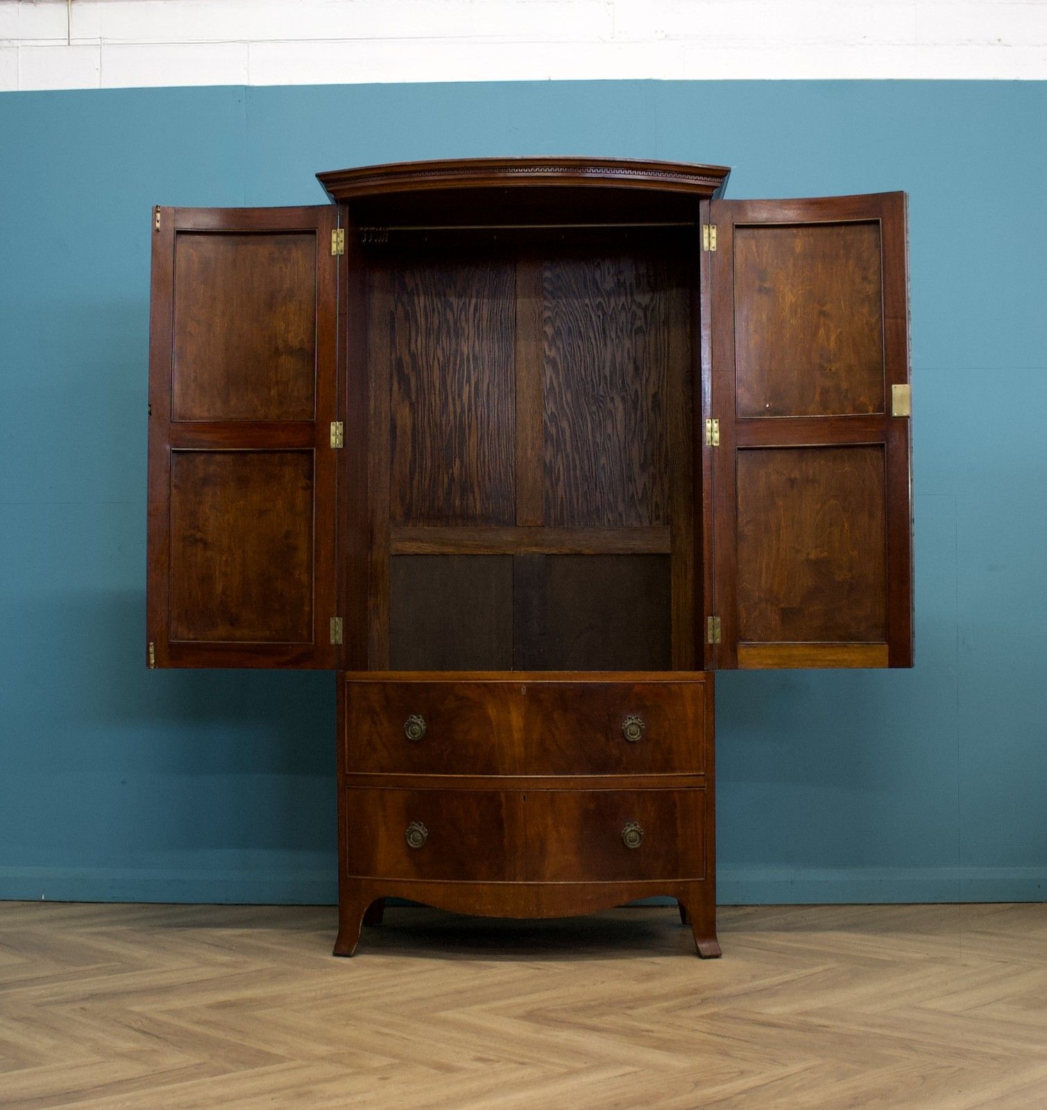 Antique 19th Century Bow Fronted Mahogany Wardrobe, 1900s #1785 photo 899.0