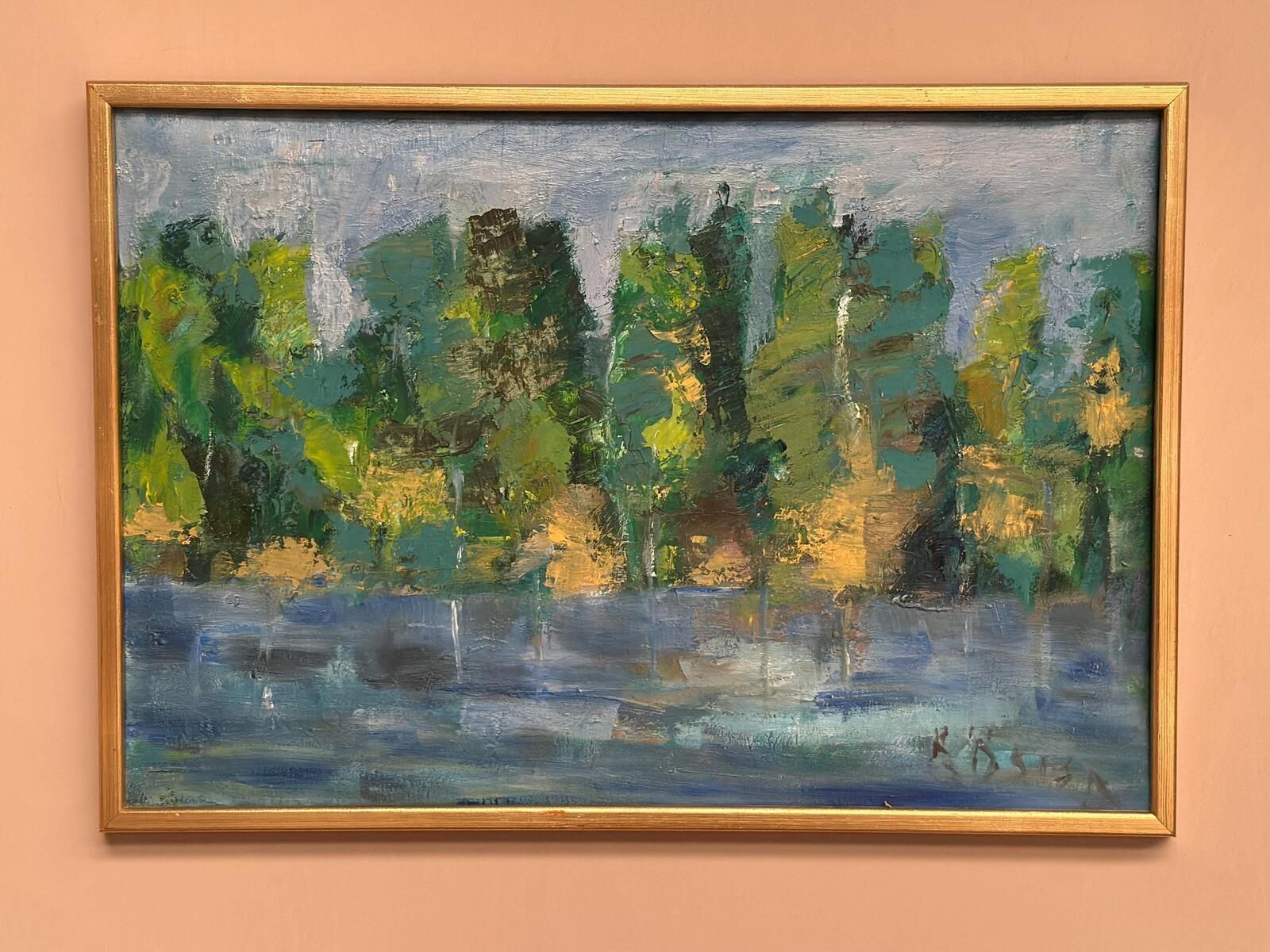 Original Oil On Canvas – “Landscape” By K. Osian – Signed – Vintage & Framed – 66 × 46 Cm (26" × 18.1") photo vintage