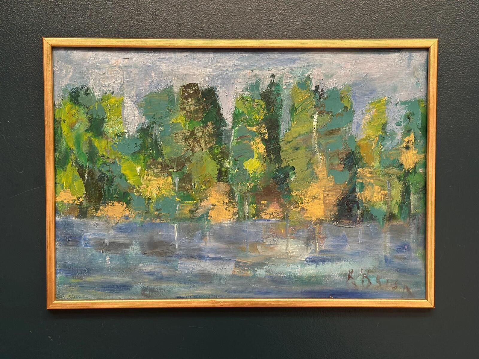 Art Original Oil On Canvas – “Landscape” By K. Osian – Signed – Vintage & Framed – 66 × 46 Cm (26" × 18.1") photo