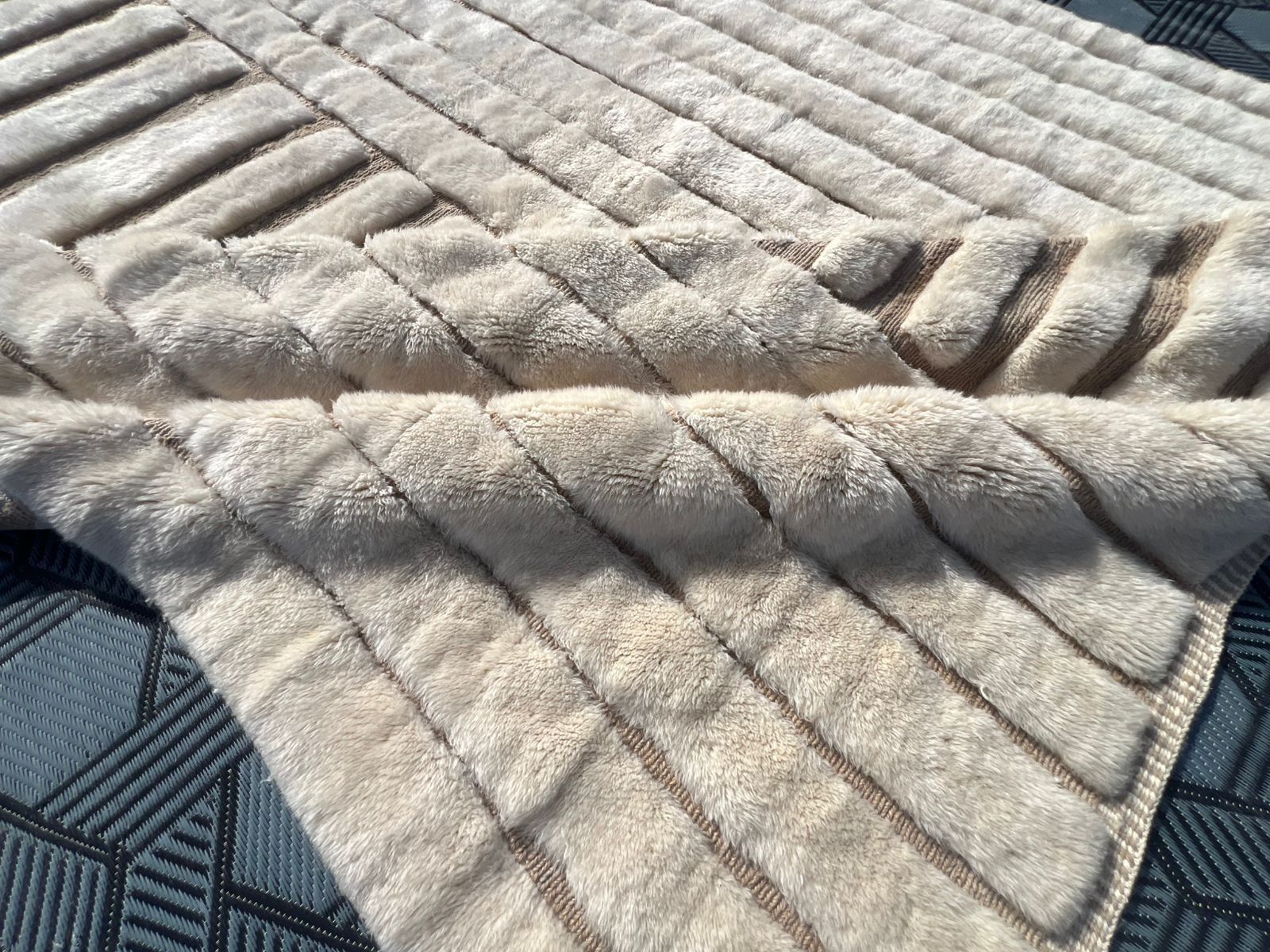 Luxury Mrirt Moroccan Rug 400x300cm Cream Geometric Wool Carpet photo furniture