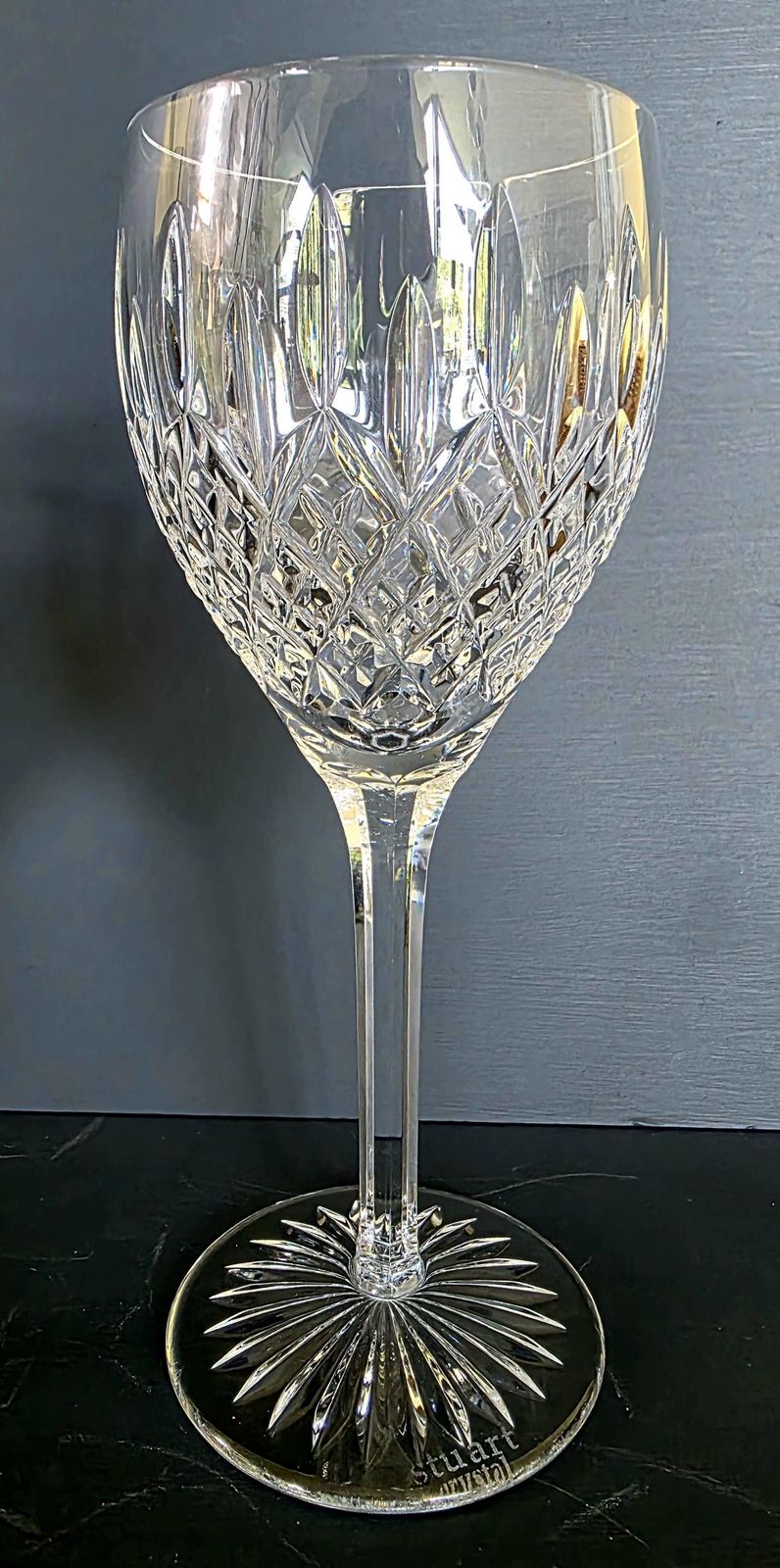 2 Vintage Stuart Crystal Shaftesbury Wine Glasses, 1980s photo Home Decor