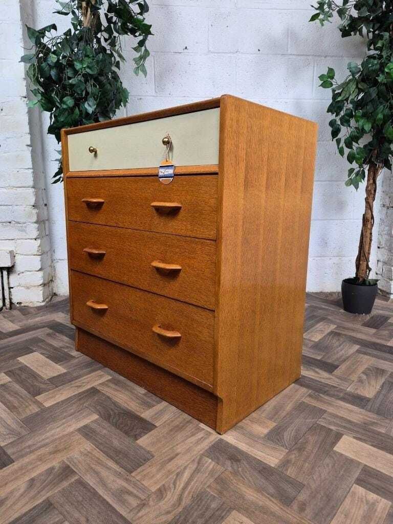 Vintage Mid Century G Plan Brandon Oak & White Chest Of 4 Drawers photo furniture