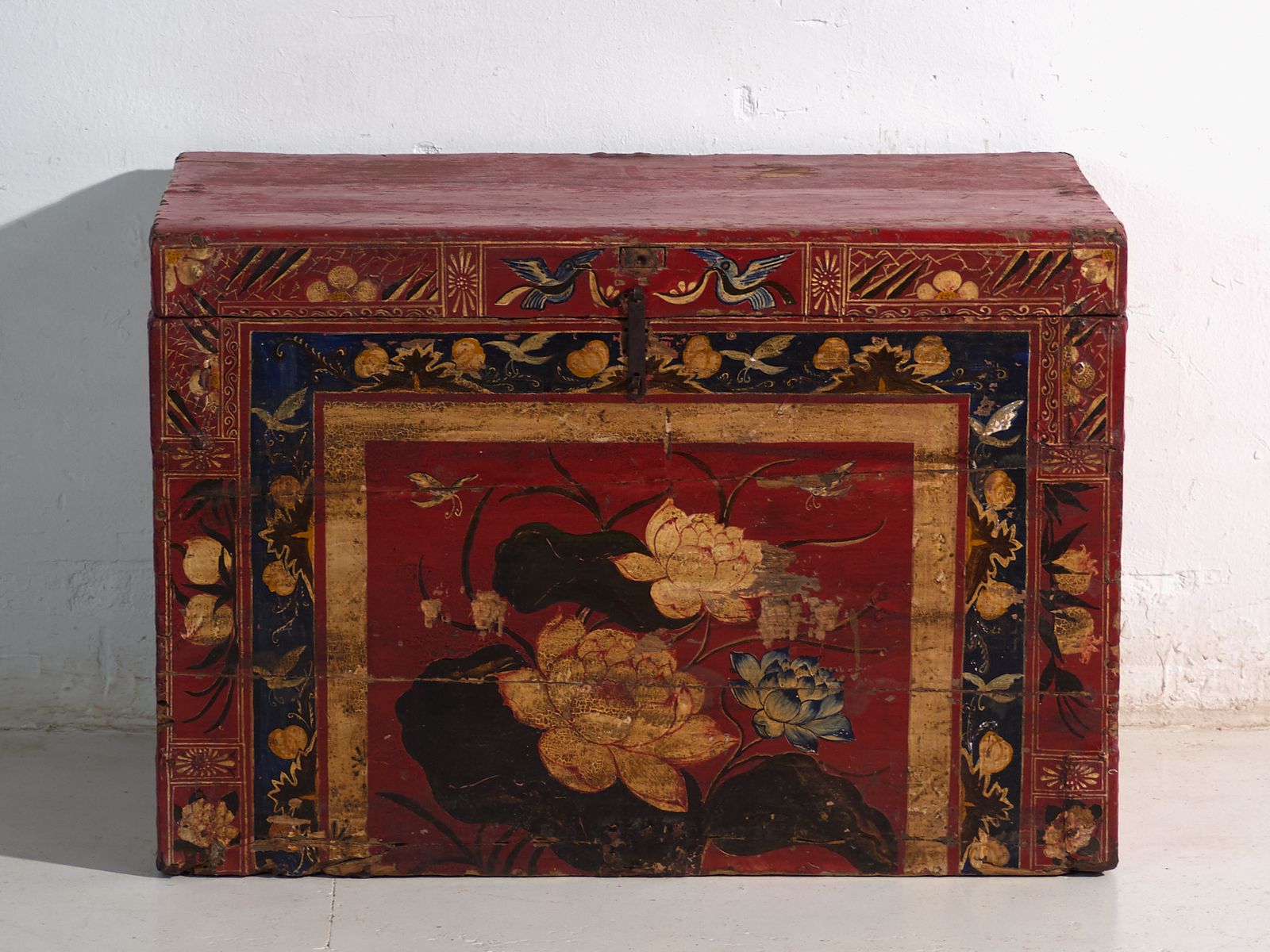 Antique Vermilion Red Painted Trunk In Pine Wood – China, Circa 1900 photo buy