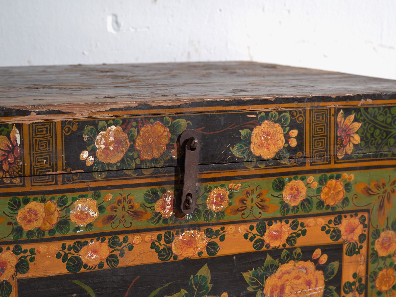 Antique Painted Trunk In Pine Wood – China, Circa 1900 photo for sale