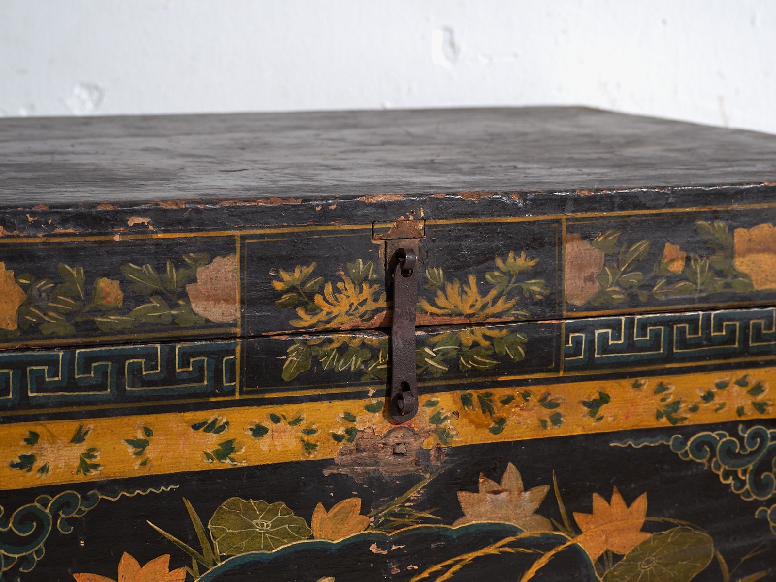 Antique Black Lacquered Trunk In Pine Wood – China, Circa 1900 photo furniture