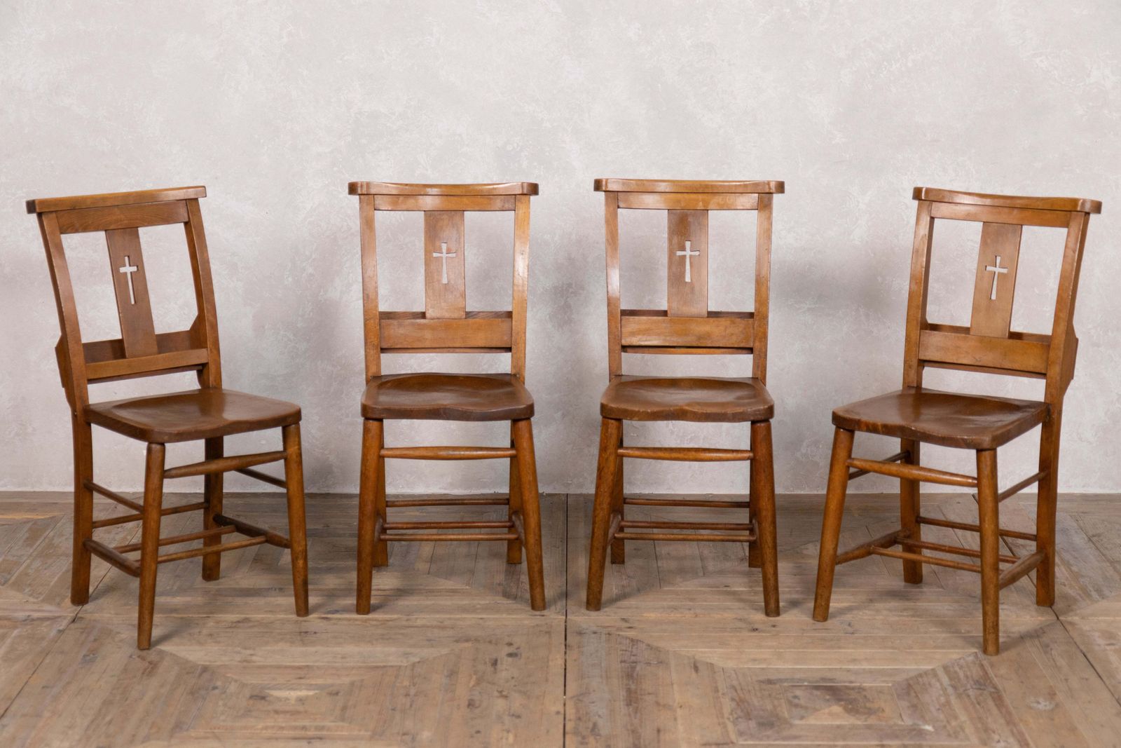 1920's Vintage Wooden Chapel Chairs photo furniture
