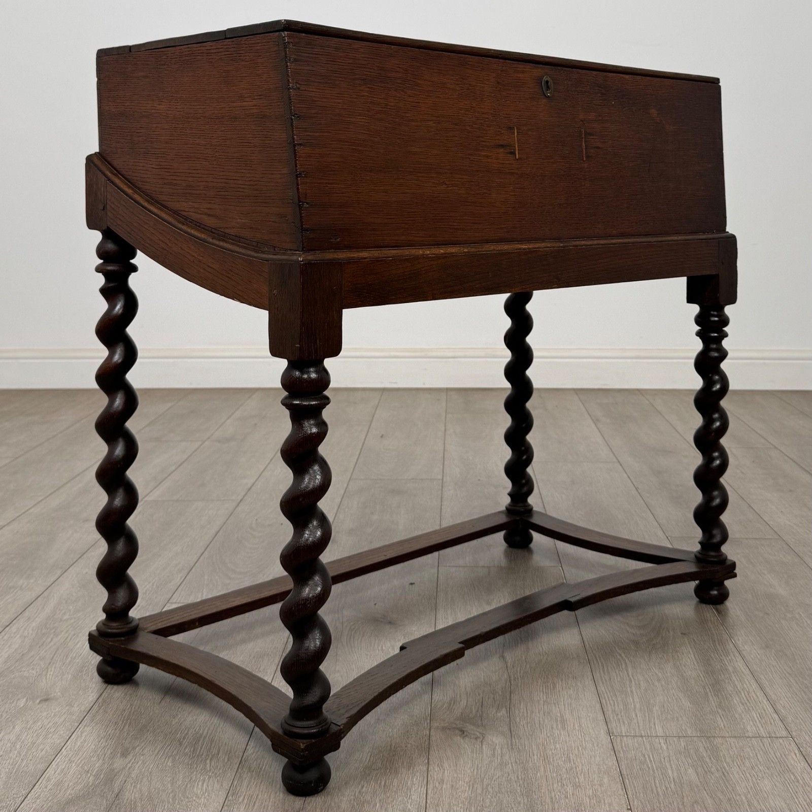 Antique 19th Century Victorian Box On Stand In Oak ( Af 5865 ) photo vintage