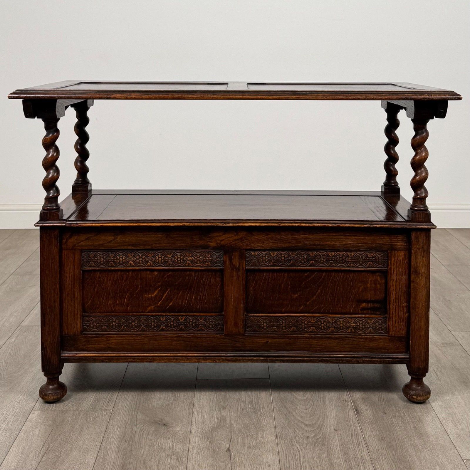 Antique 20th Century Edwardian Monks Bench In Oak ( Af 5852 ) photo furniture