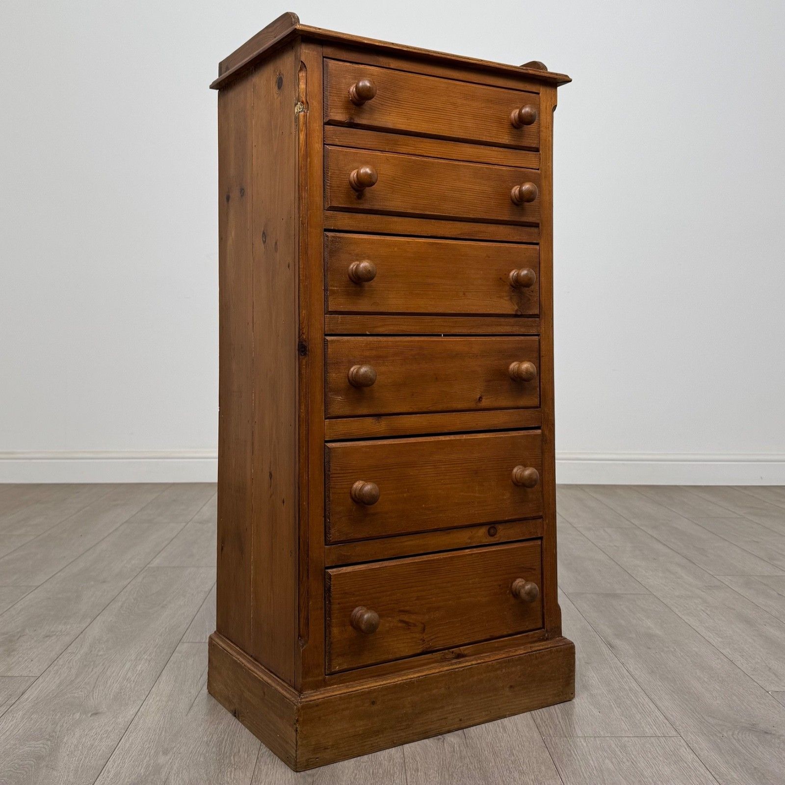 Vintage 20th Century Narrow Pine Chest Of Drawers ( Af 5766 ) photo vintage