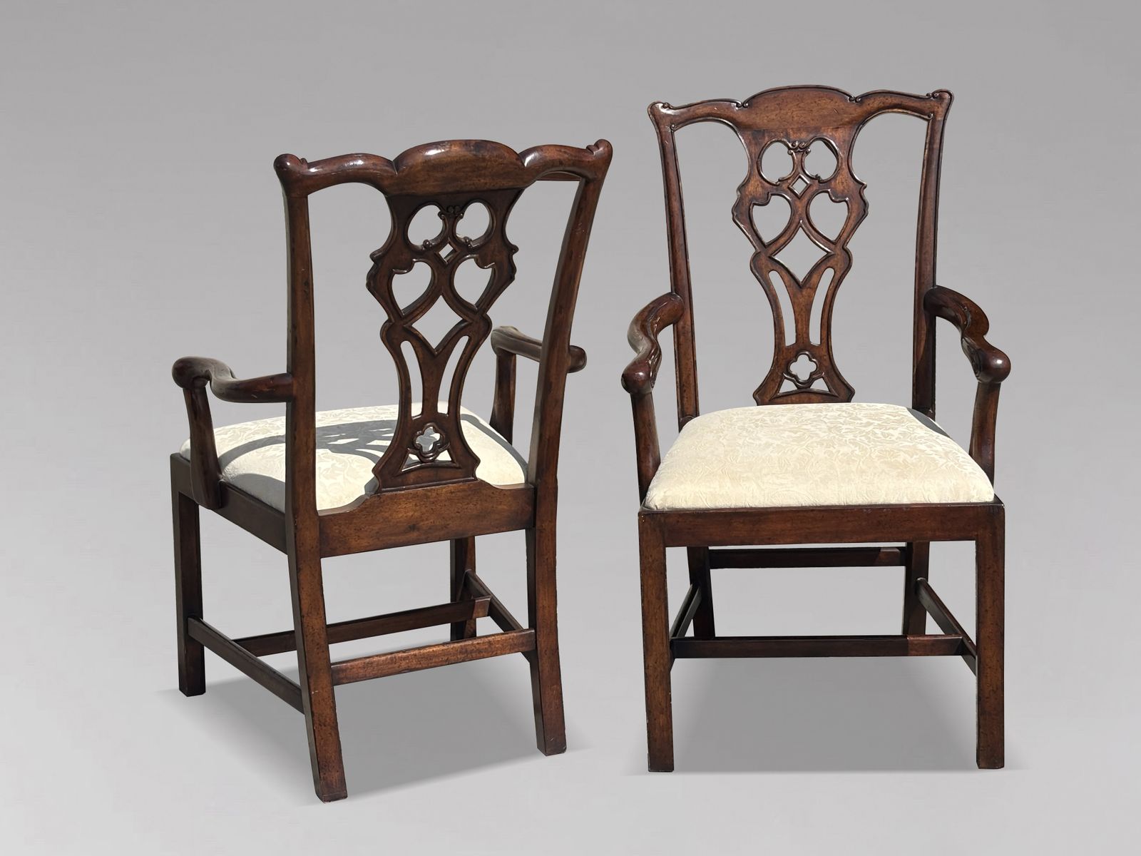 Set Of 6 (4+2) Edwardian Period Chippendale Mahogany Dining Chairs photo for sale