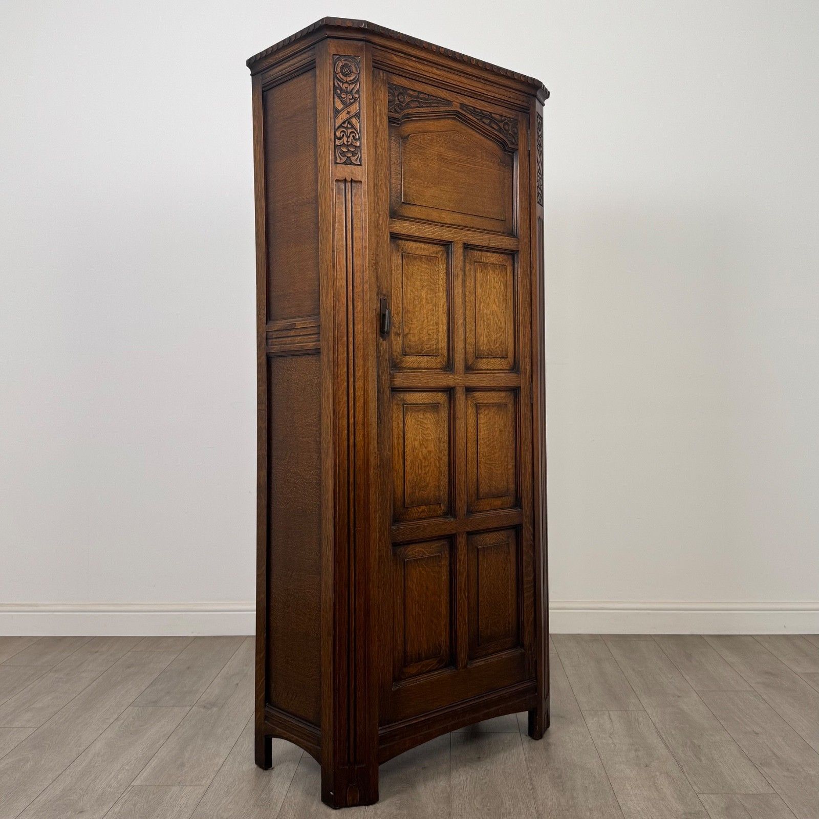 photo furniture Antique 20th Century Edwardian Wardrobe In Oak ( Af 5826 )