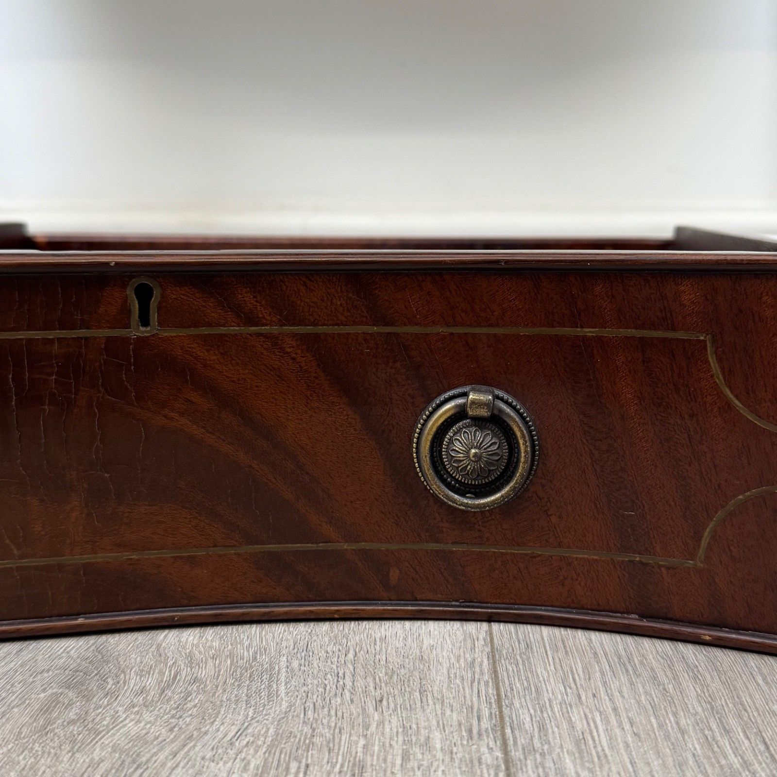 Furniture Antique 20th Century Serpentine Writing Table In Mahogany ( Af 5861 ) photo
