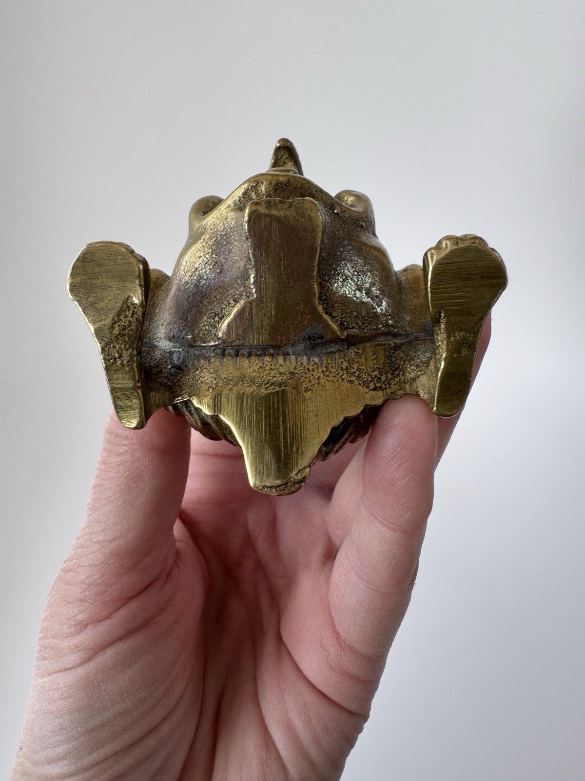 Antique Inkwell 1880 1900 Brass Grotesque Devil Imp Ink Dip Stand Gothic photo for sale