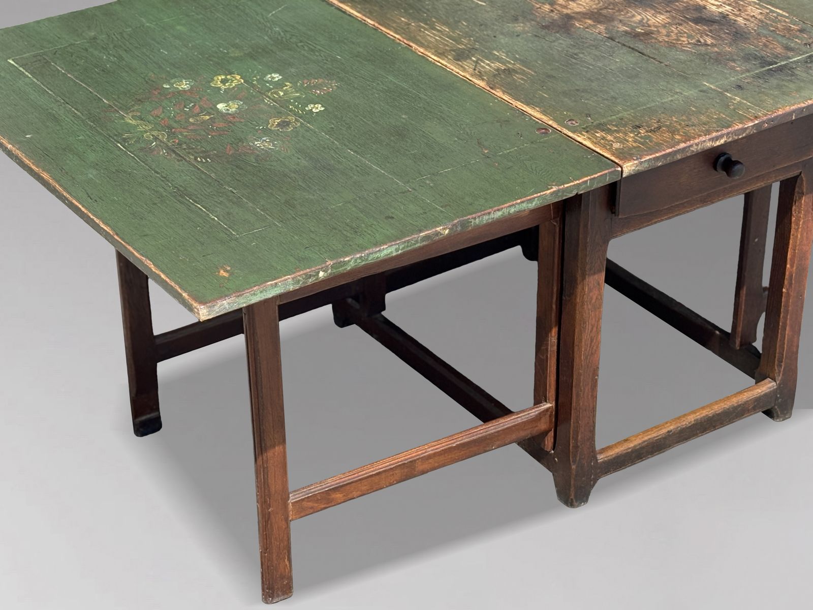 Early 19th Century Swedish Green Painted Top Drop Leaf Dining Table photo for sale