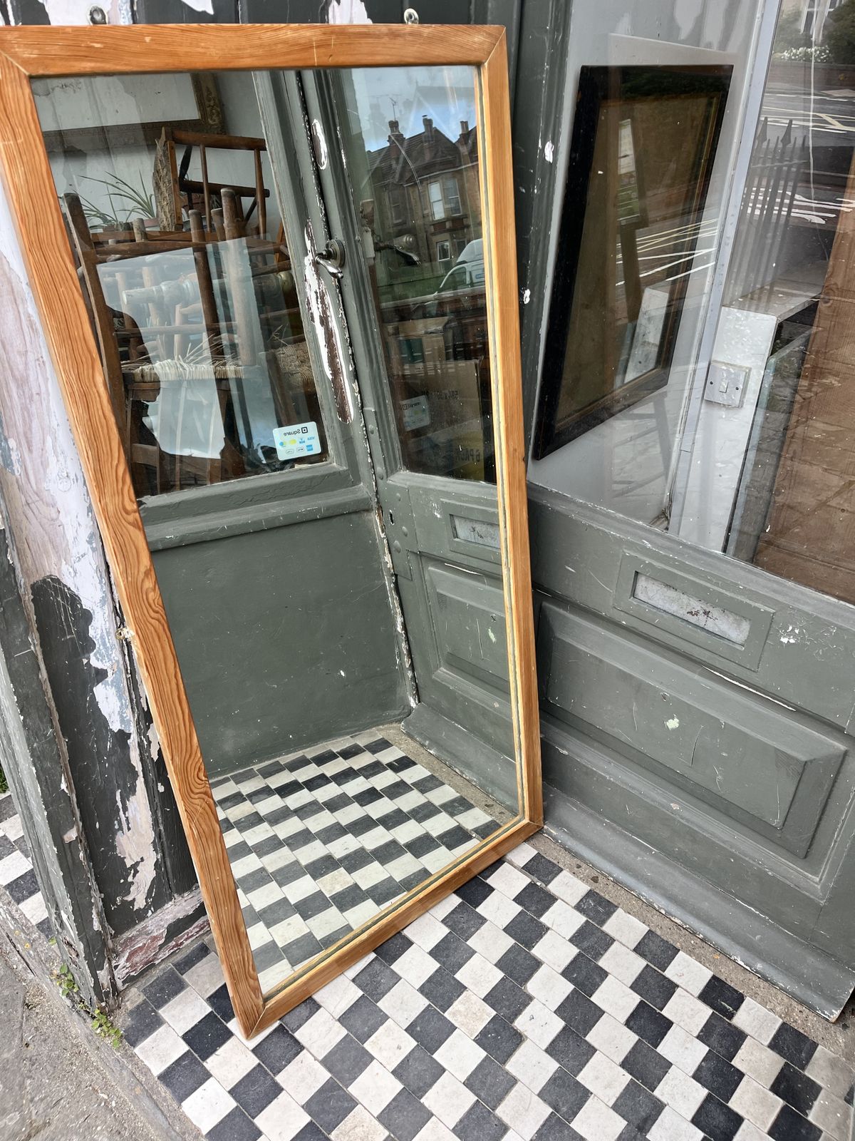1950’s Pine Rectangular Shop Mirror photo furniture