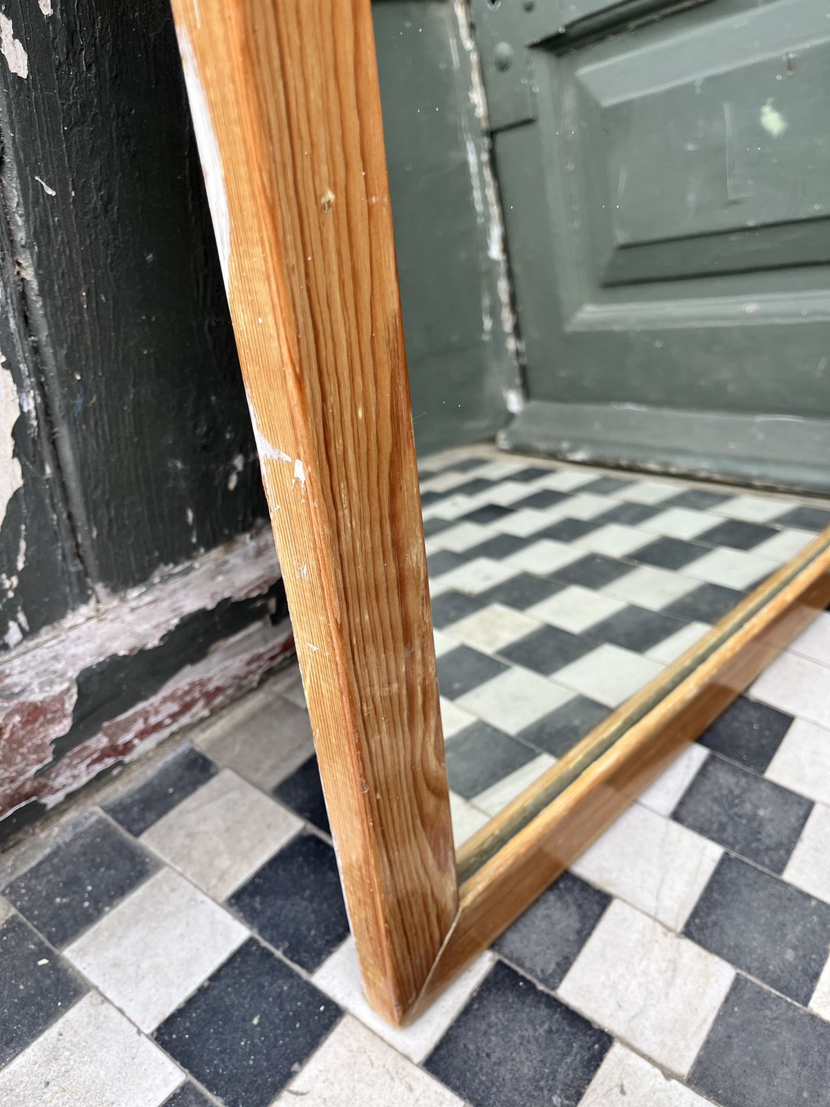 1950’s Pine Rectangular Shop Mirror photo buy