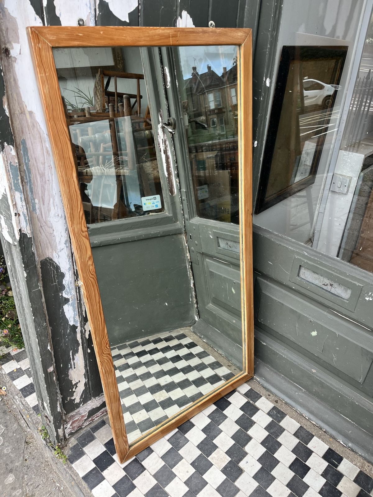 120.0 1950’s Pine Rectangular Shop Mirror photo