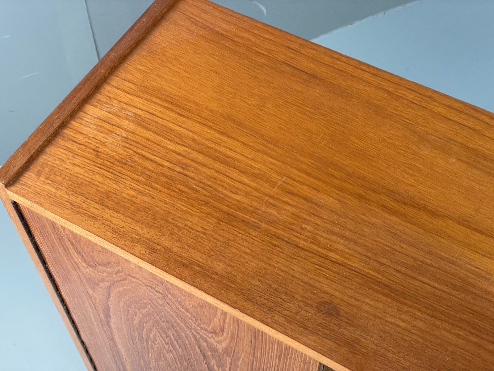 photo for sale Vintage 1960s Glazed Bookcase Teak Mid Century Modern Shelving Cabinet Eb12214
