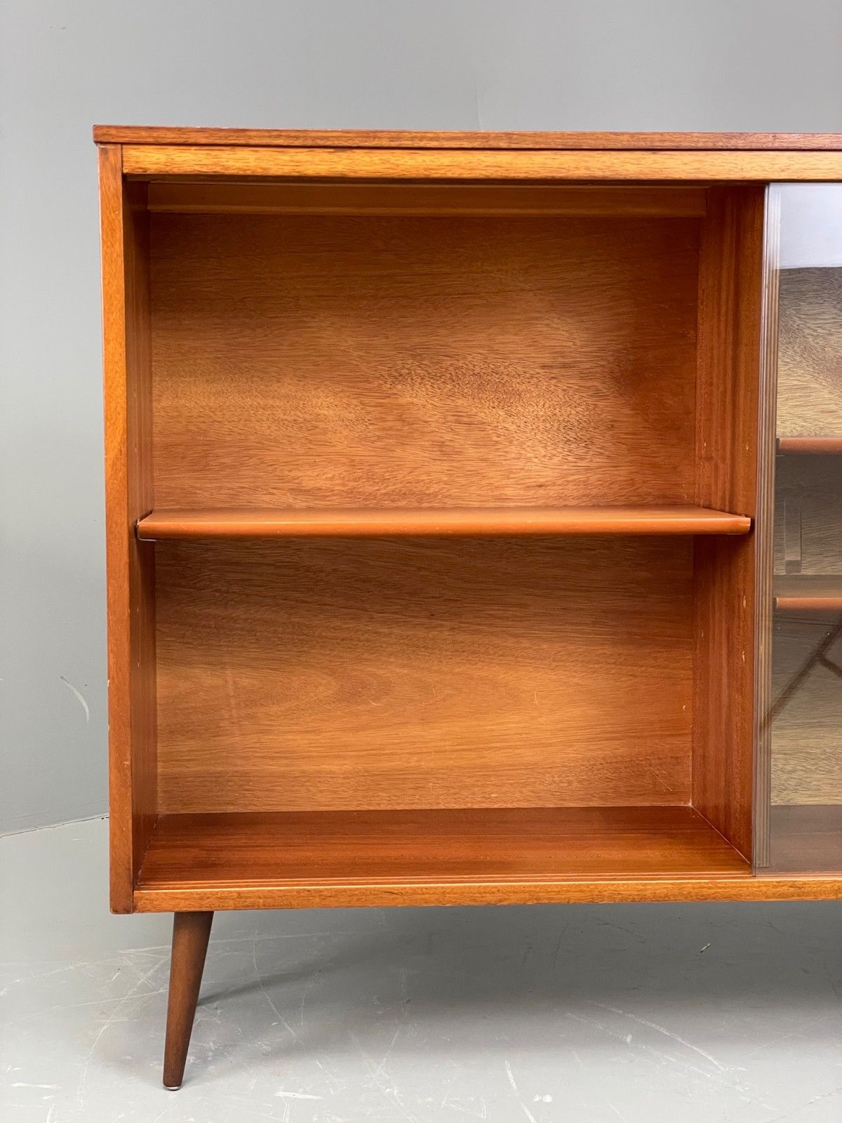 Vintage 1960s Glazed Bookcase Walnut Mid Century Retro Adjustable Eb12220 photo for sale