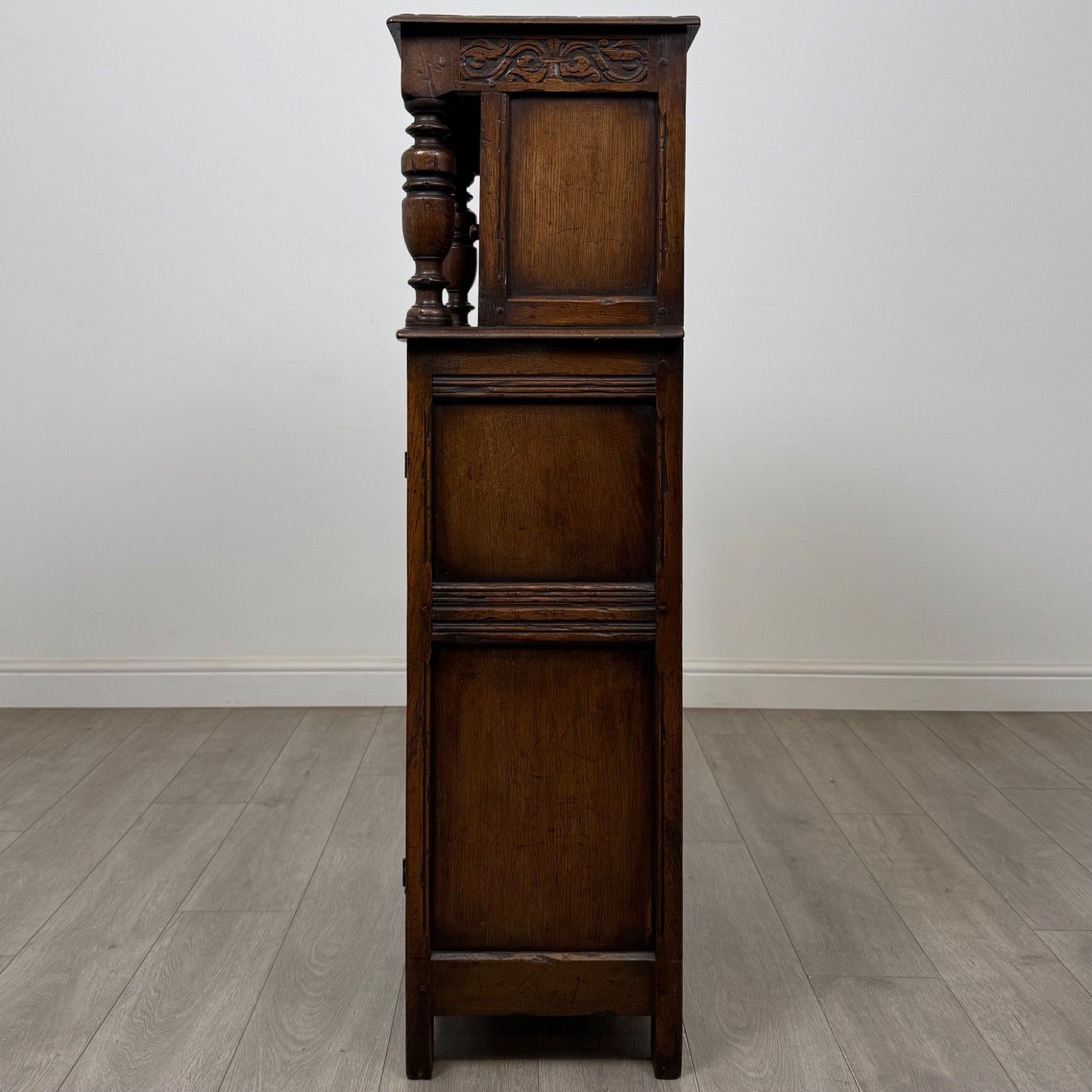 Antique 20th Century Narrow Court Cupboard In Oak ( Af 5856 ) photo Furniture