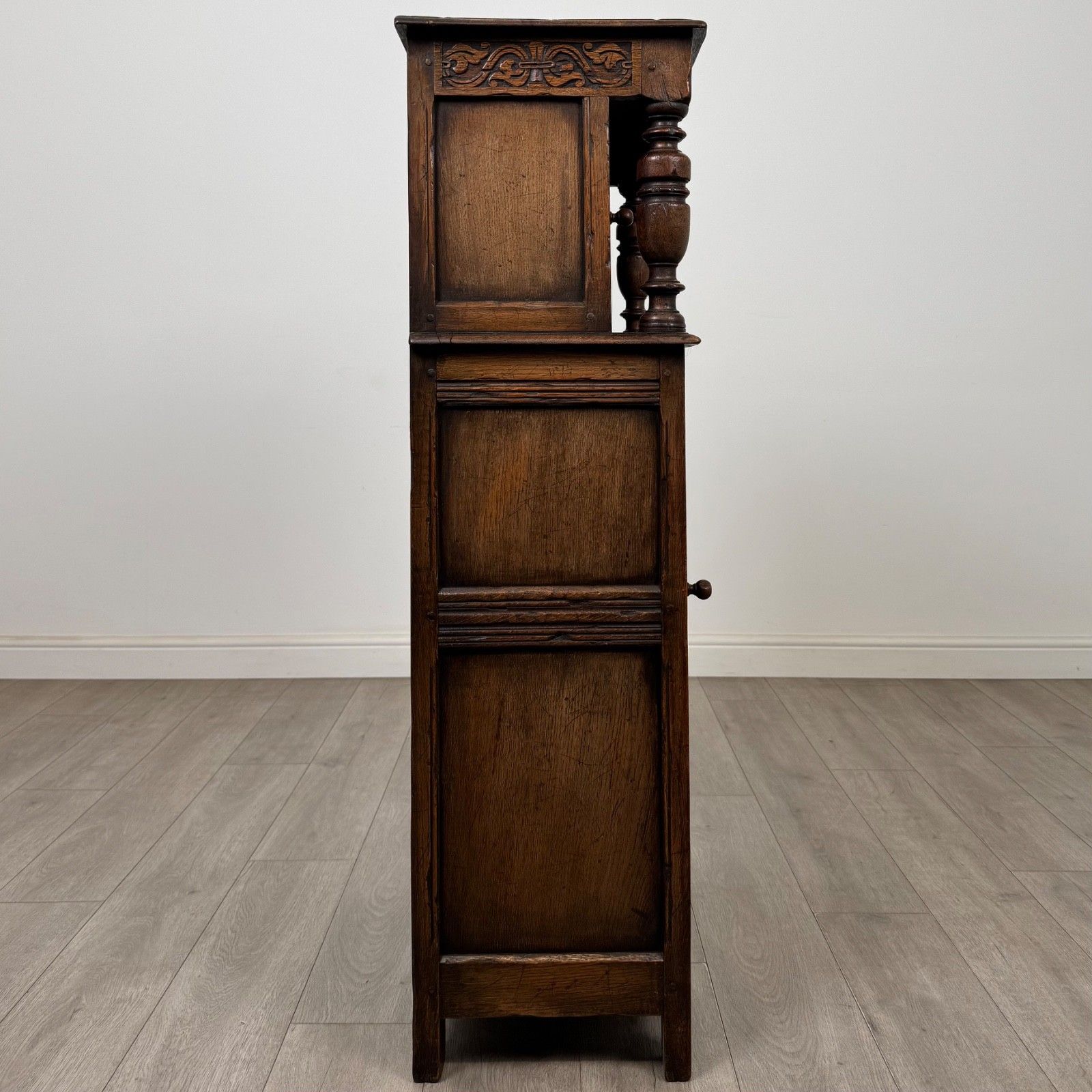 Antique 20th Century Narrow Court Cupboard In Oak ( Af 5856 ) photo vintage