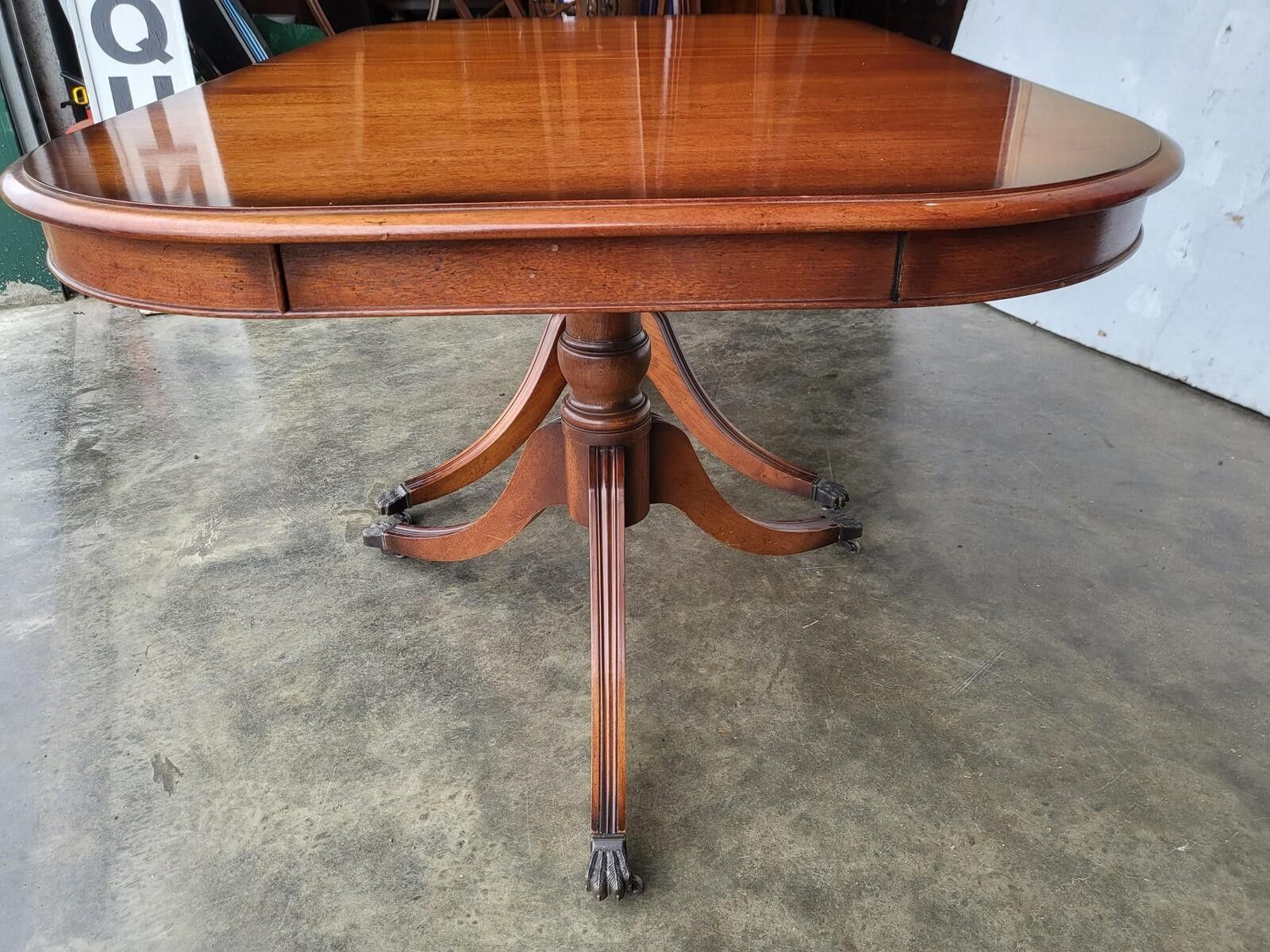 photo buy Antique Repro Mahogany Twin Pedestal Extending Dining Table Seat To 10
