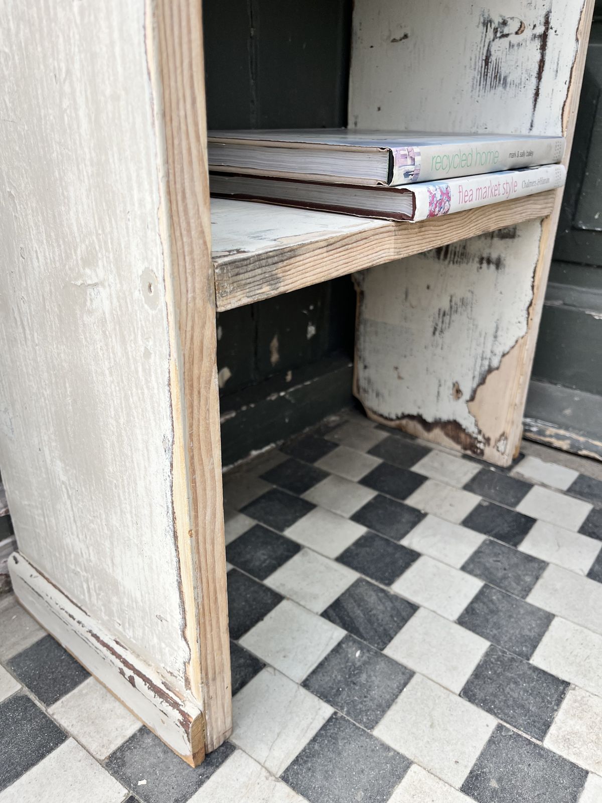 Small Edwardian Pine Bedside Shelves/Bookshelves With Old White Paint photo buy