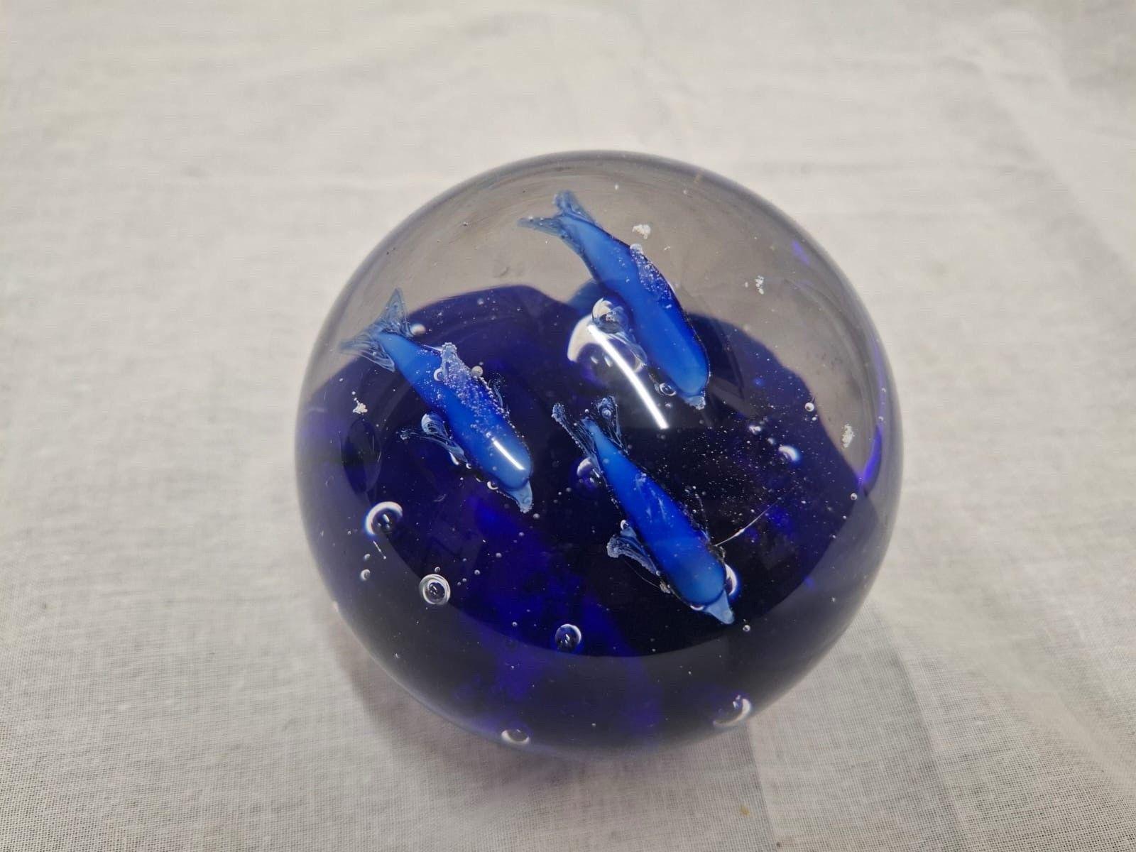 Blown Glass Seabed Dolphin Paperweight photo furniture