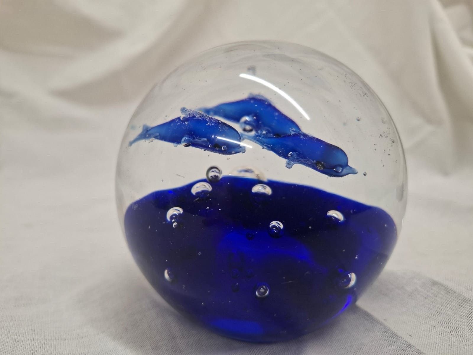 Blown Glass Seabed Dolphin Paperweight photo Home Decor