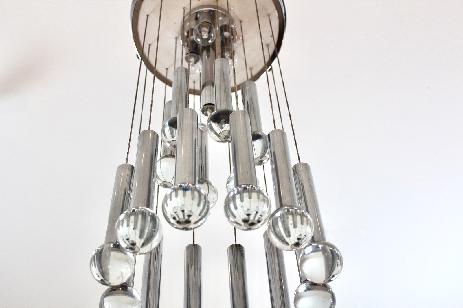 Gaetano Sciolari Italian Space Age Chrome And Glass Sphere Chandelier photo Lighting