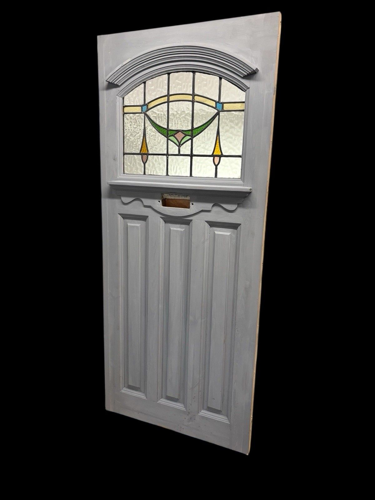 Art Deco Stained Glass Front Door Period Old Reclaimed Antique 20 30 Wood Leaded photo for sale