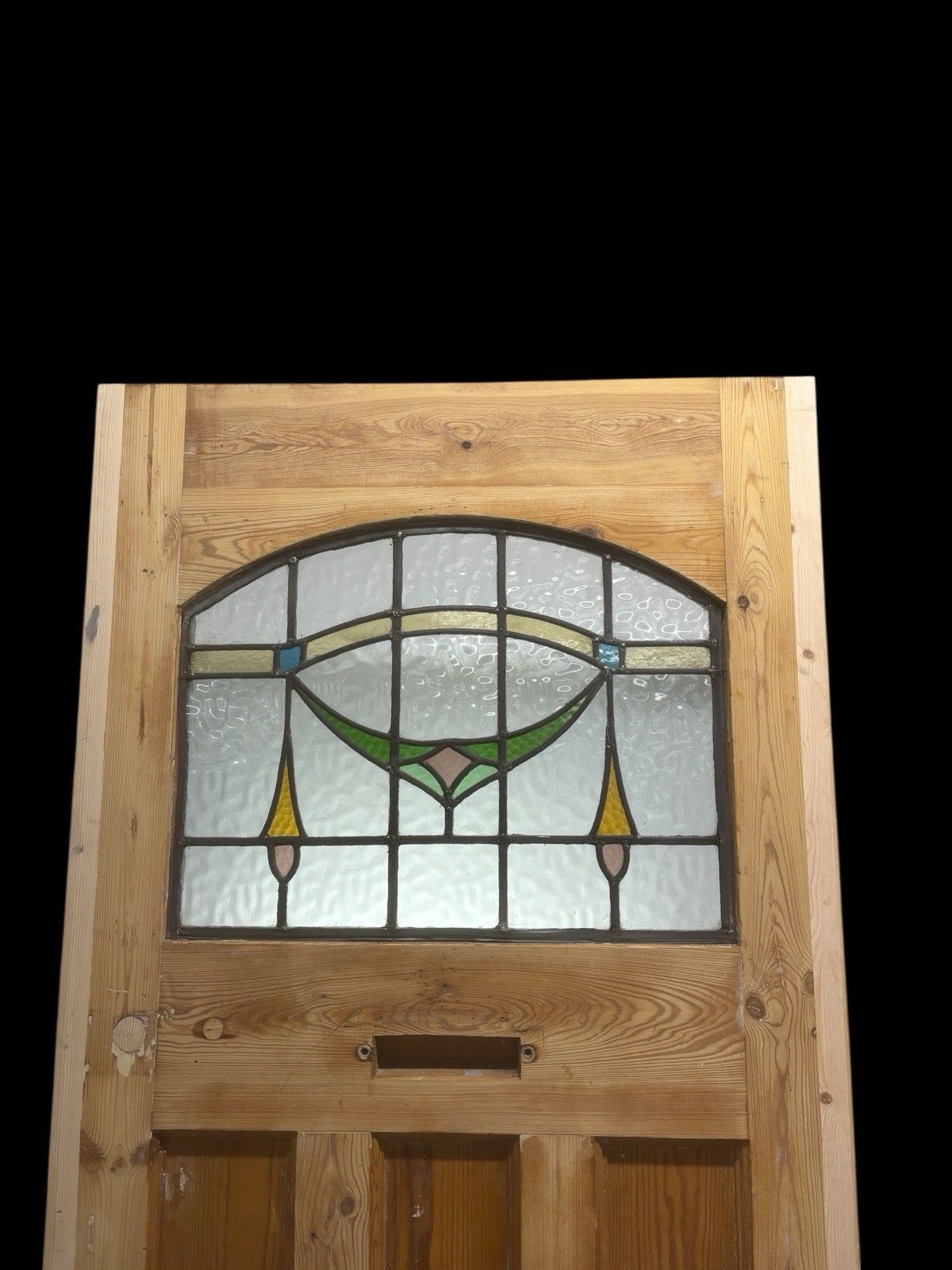 Art Deco Stained Glass Front Door Period Old Reclaimed Antique 20 30 Wood Leaded photo vintage