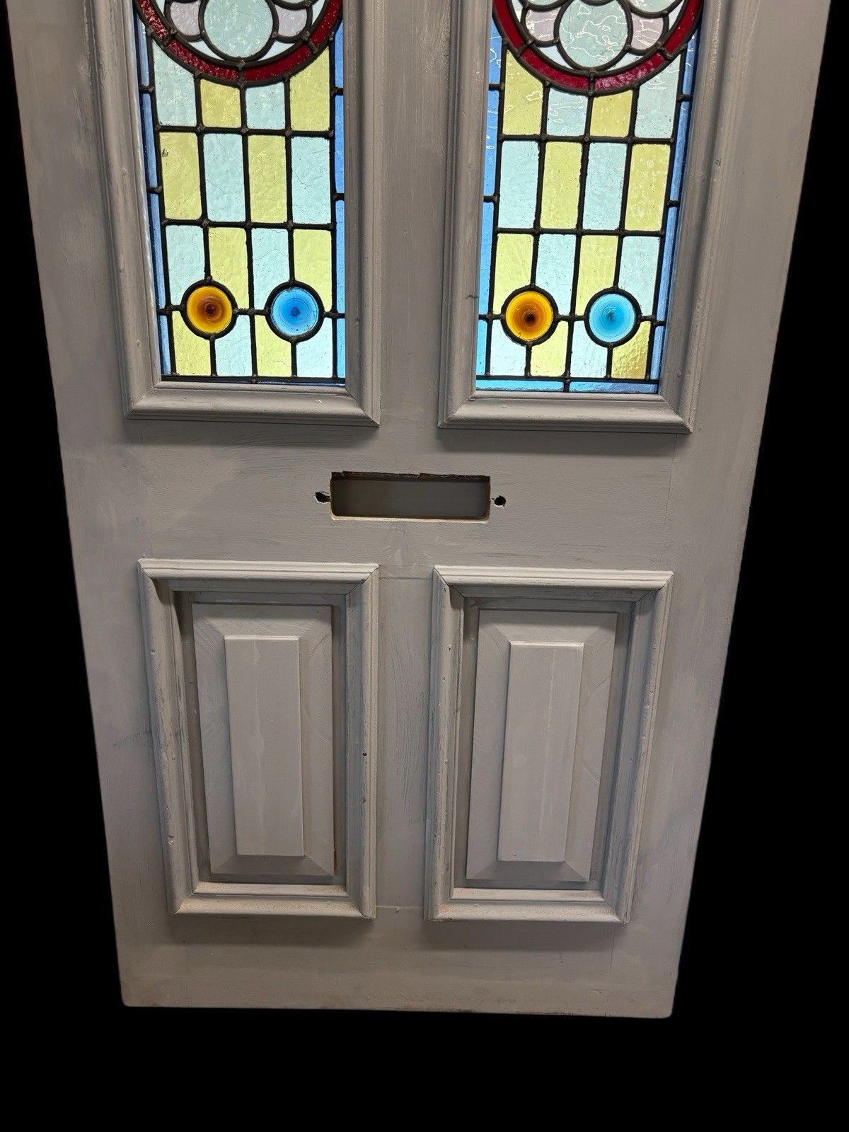 Victorian Stained Glass Front Door Period Old Reclaimed Antique Lead Wood Used photo vinterior