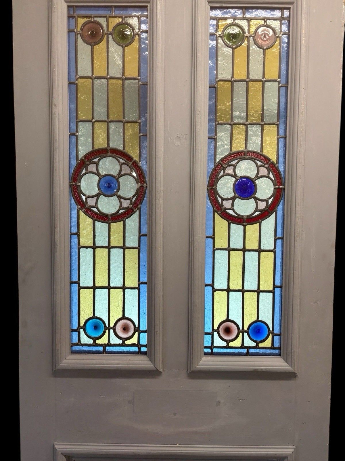 Victorian Stained Glass Front Door Period Old Reclaimed Antique Lead Wood Used photo 3481.0